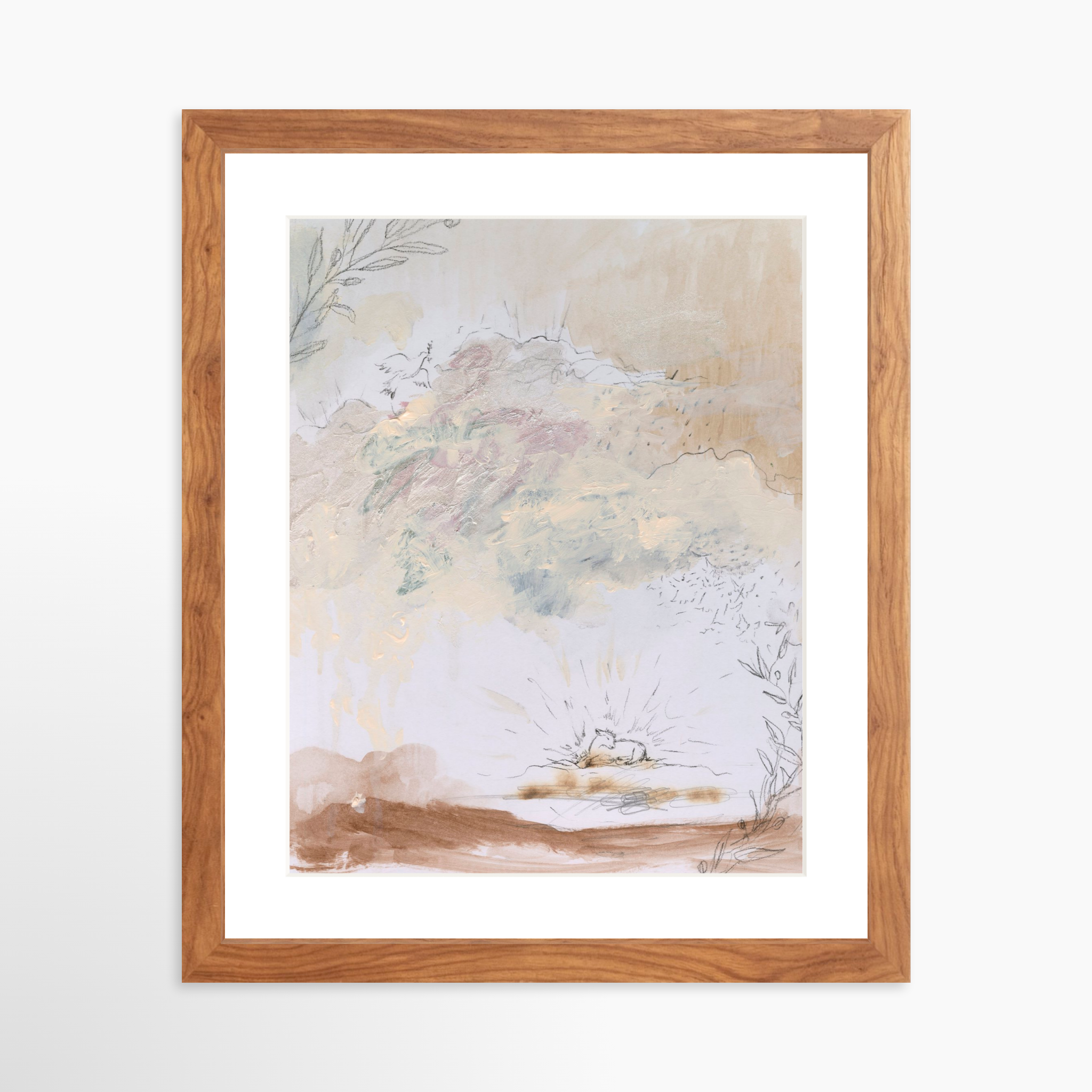 11x14 / Light Walnut Frame + White Mat