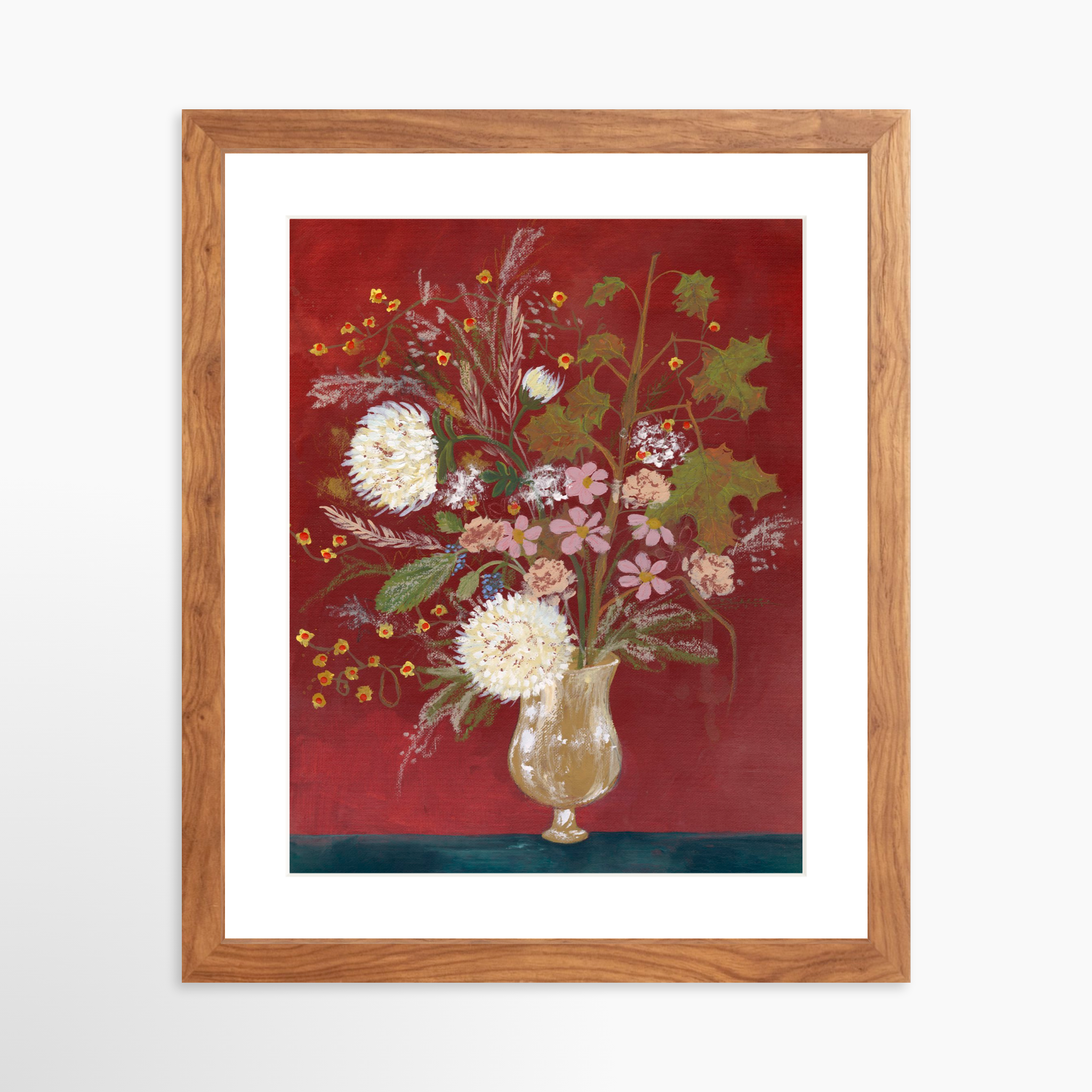 11x14 / Light Walnut Frame + White Mat