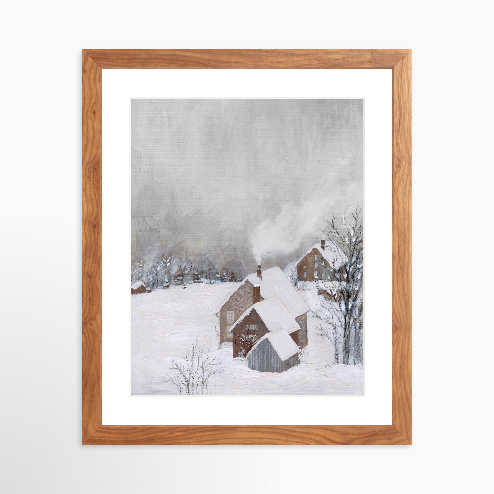 11x14 / Light Walnut Frame + White Mat