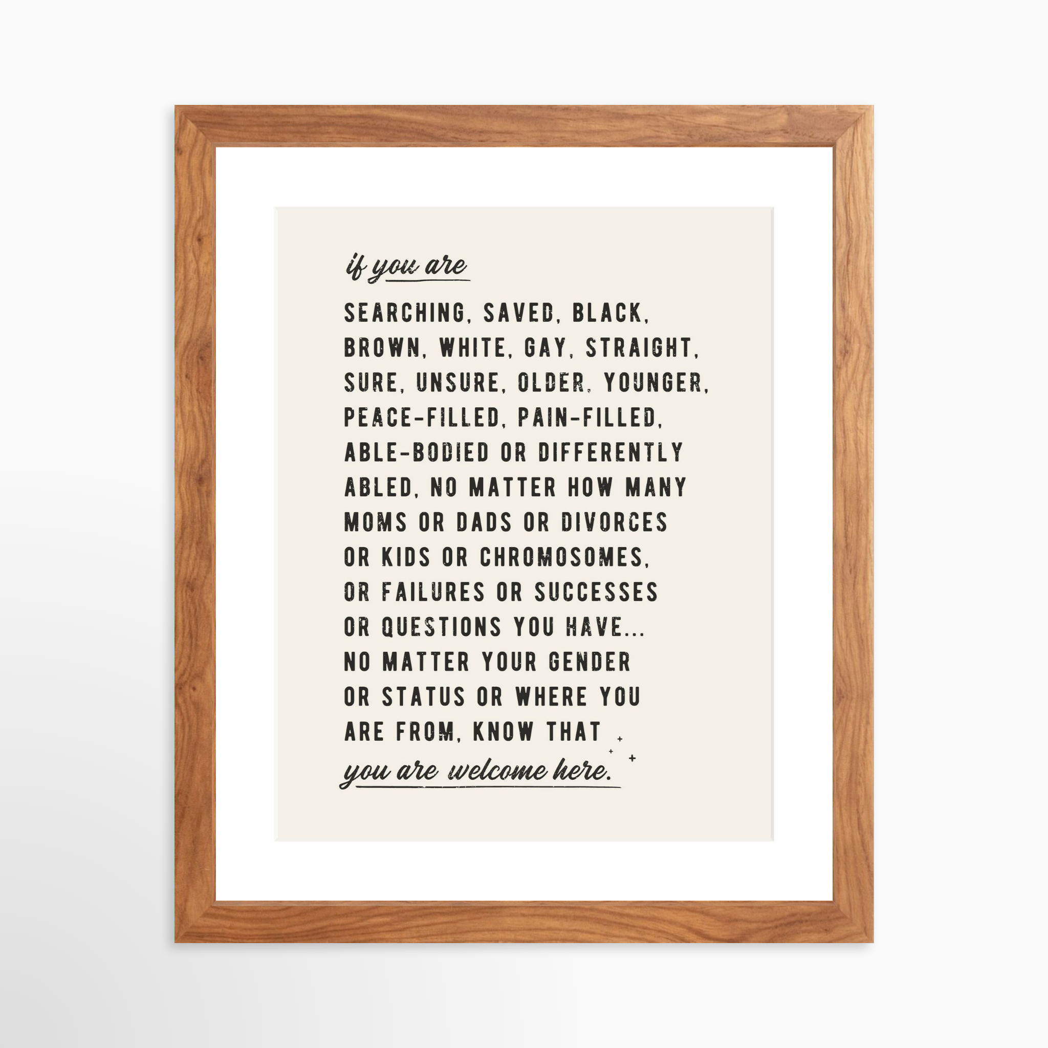 11x14 / Light Walnut Frame + White Mat