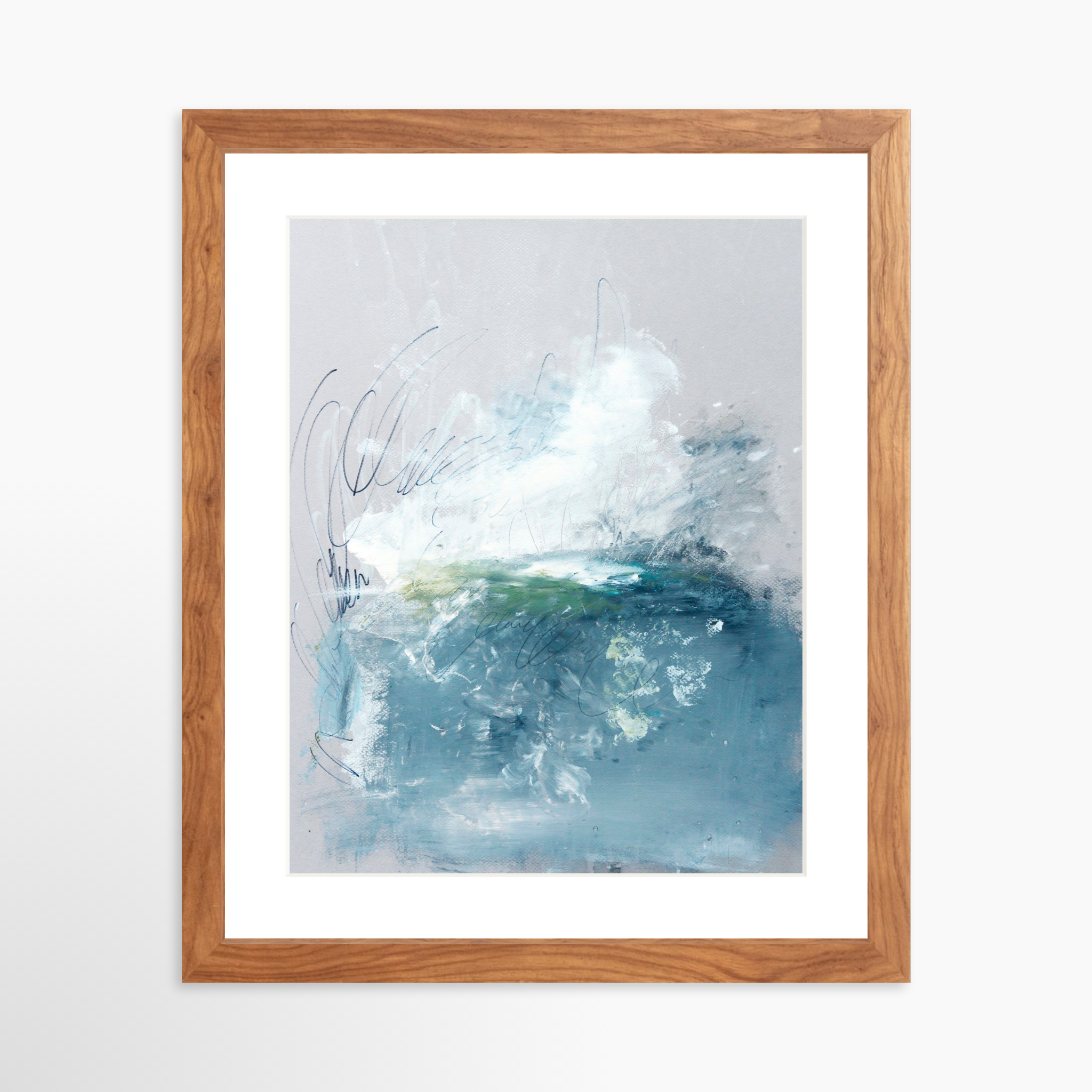 11x14 / Light Walnut Frame + White Mat