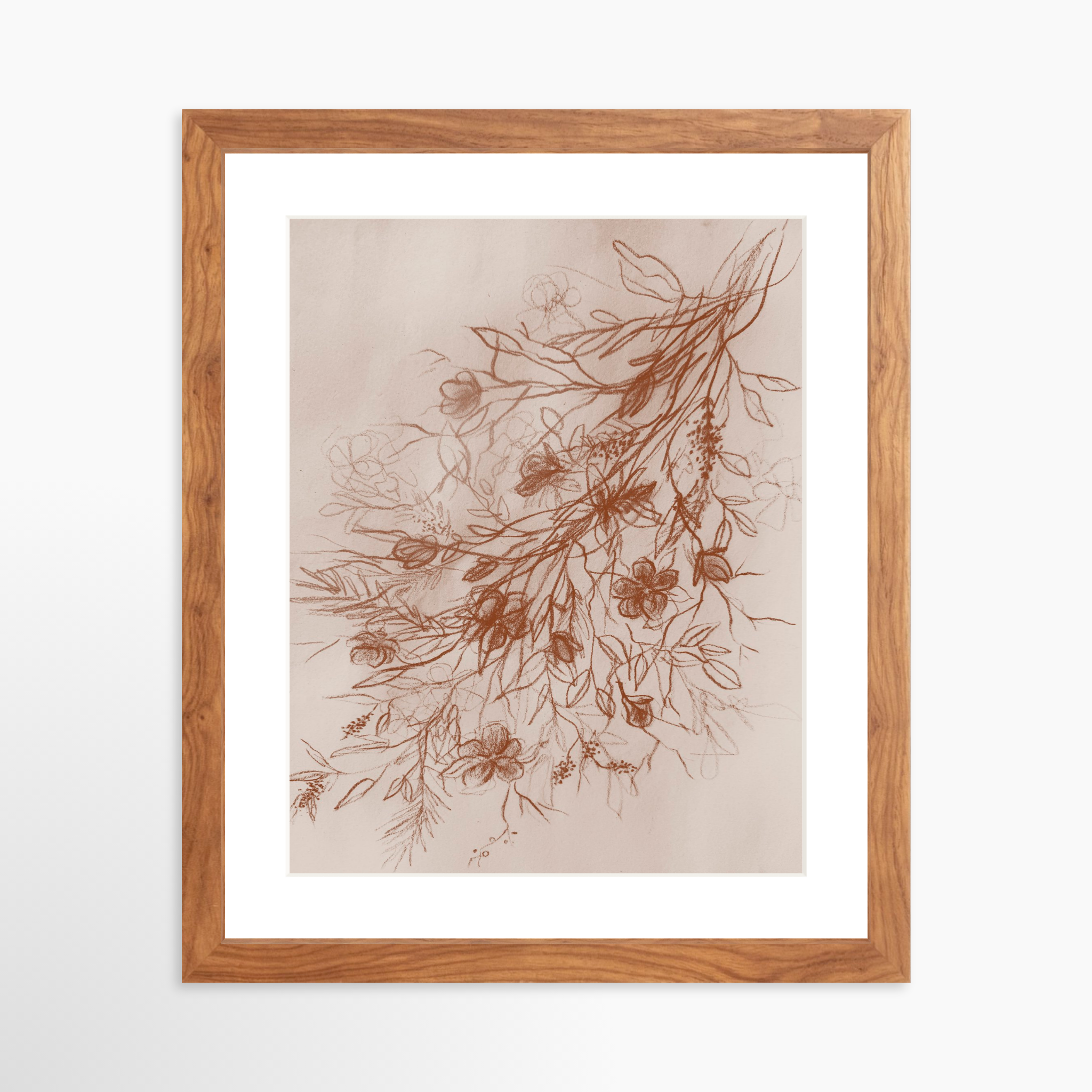 11x14 / Light Walnut Frame + White Mat