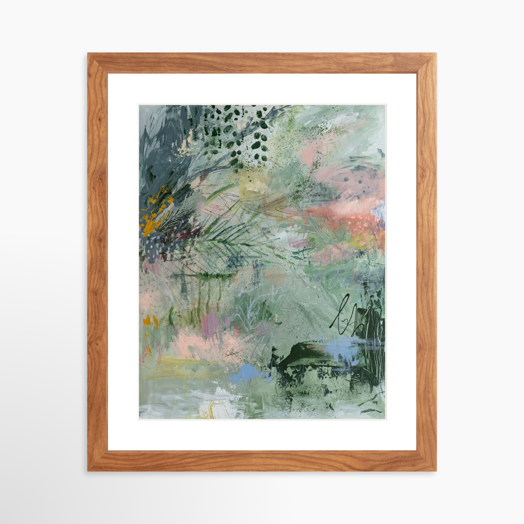 11x14 / Light Walnut Frame + White Mat