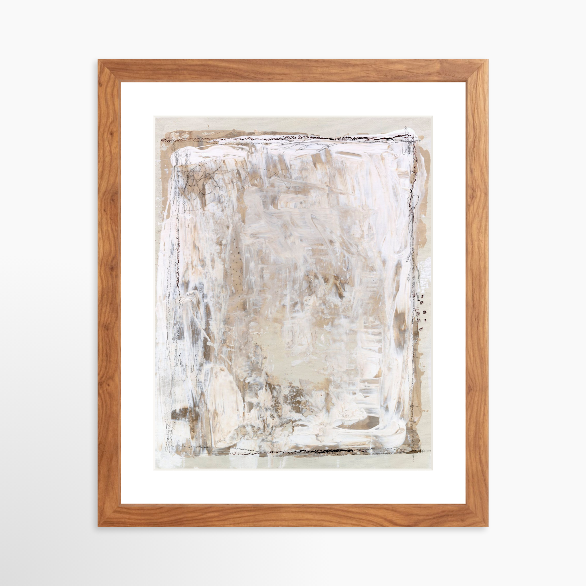 11x14 / Light Walnut Frame + White Mat