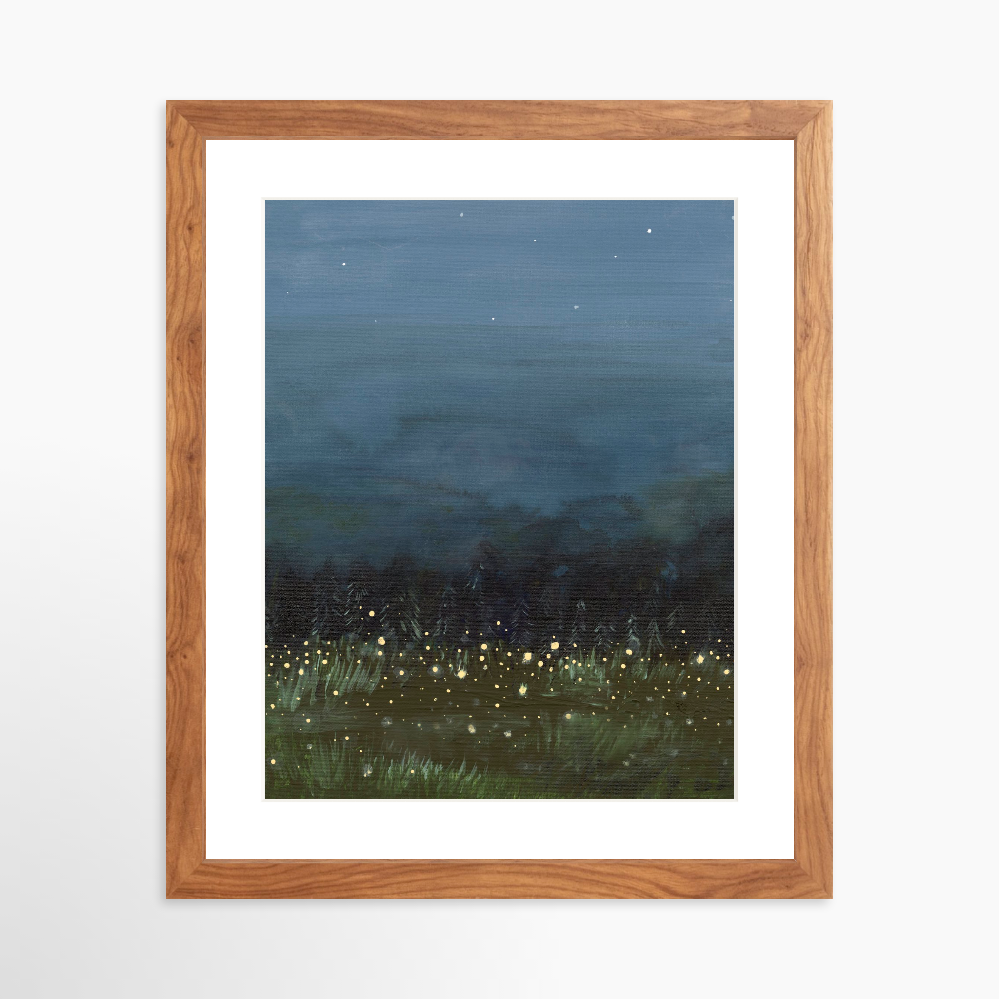 11x14 / Light Walnut Frame + White Mat