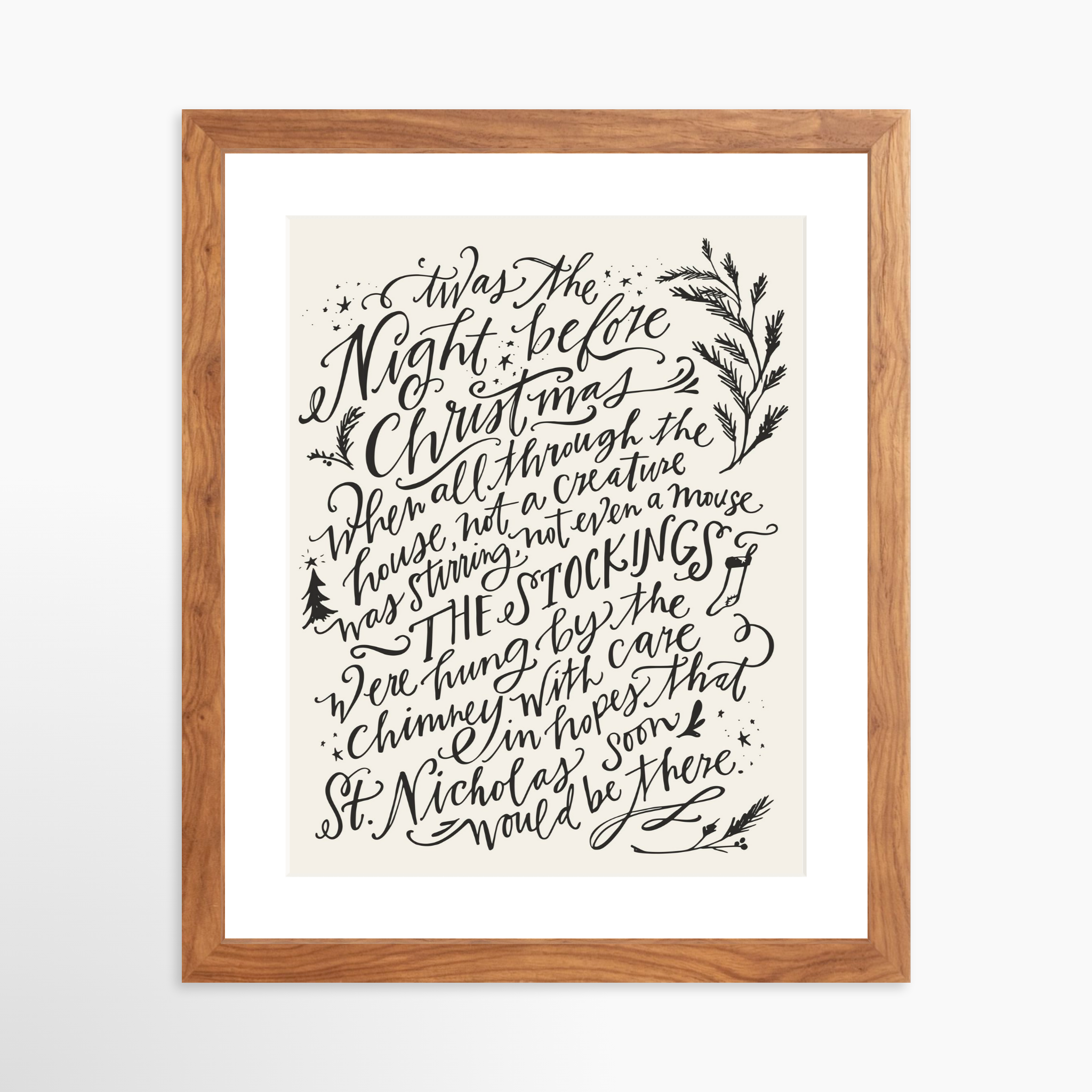 11x14 / Light Walnut Frame + White Mat