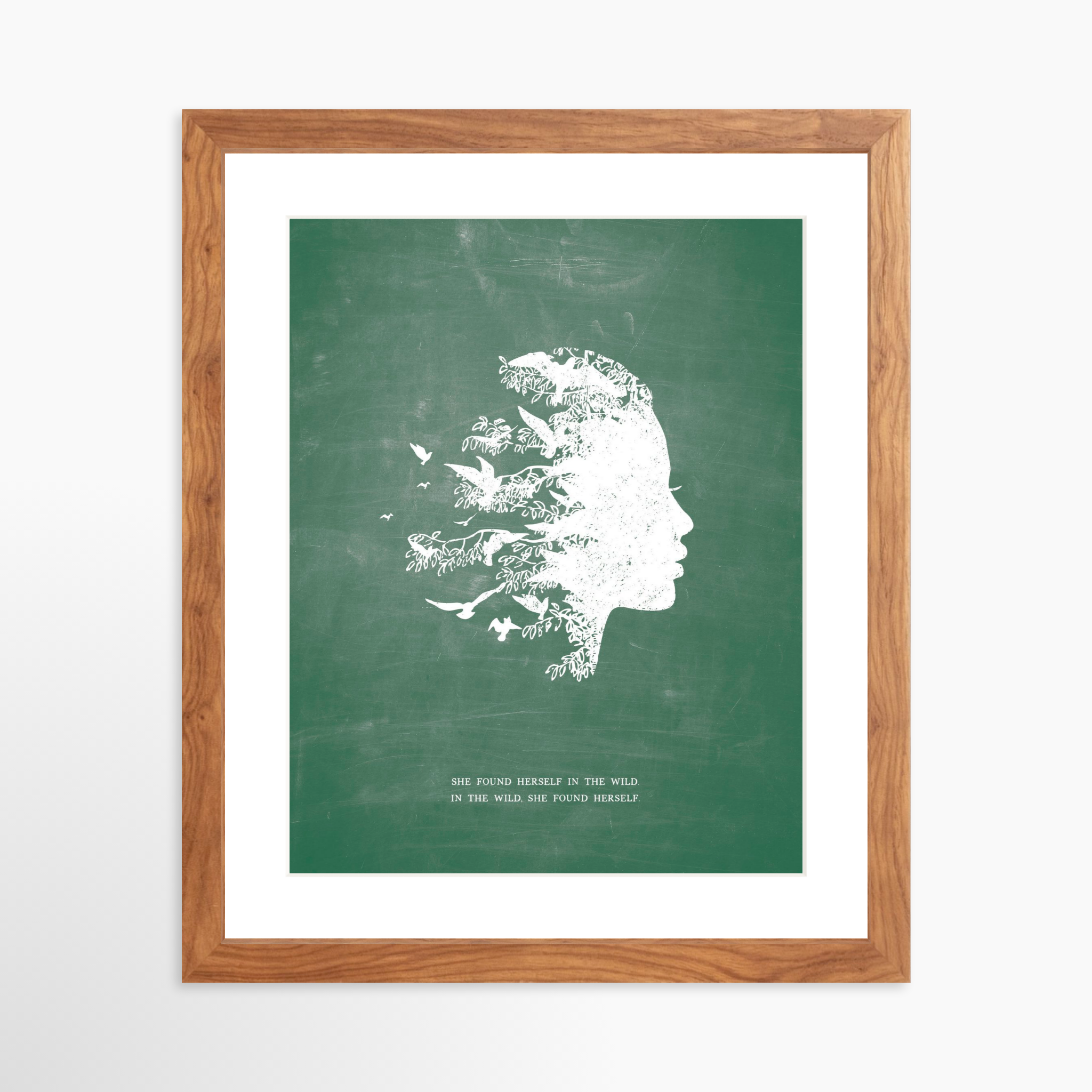 11x14 / Light Walnut Frame + White Mat