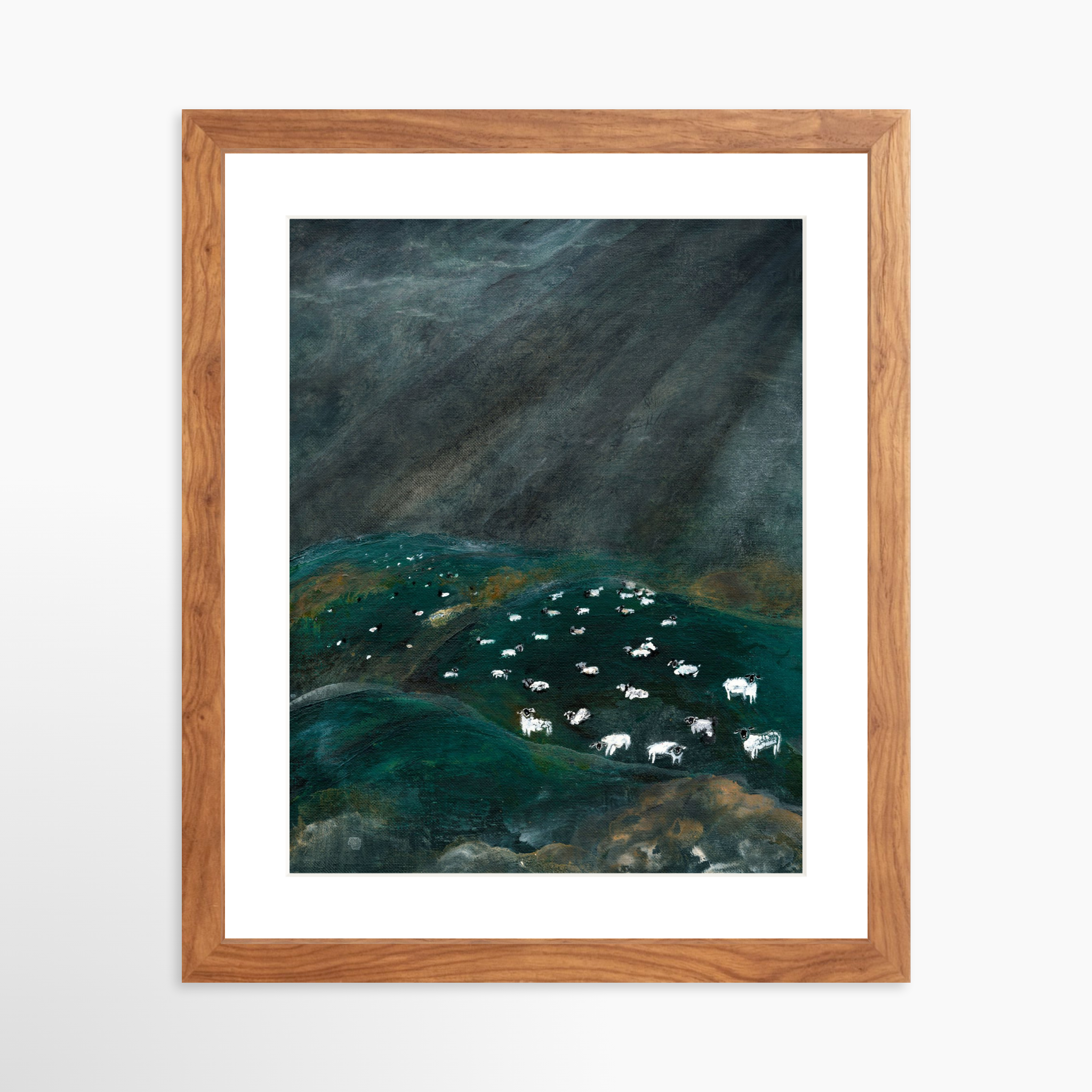 11x14 / Light Walnut Frame + White Mat