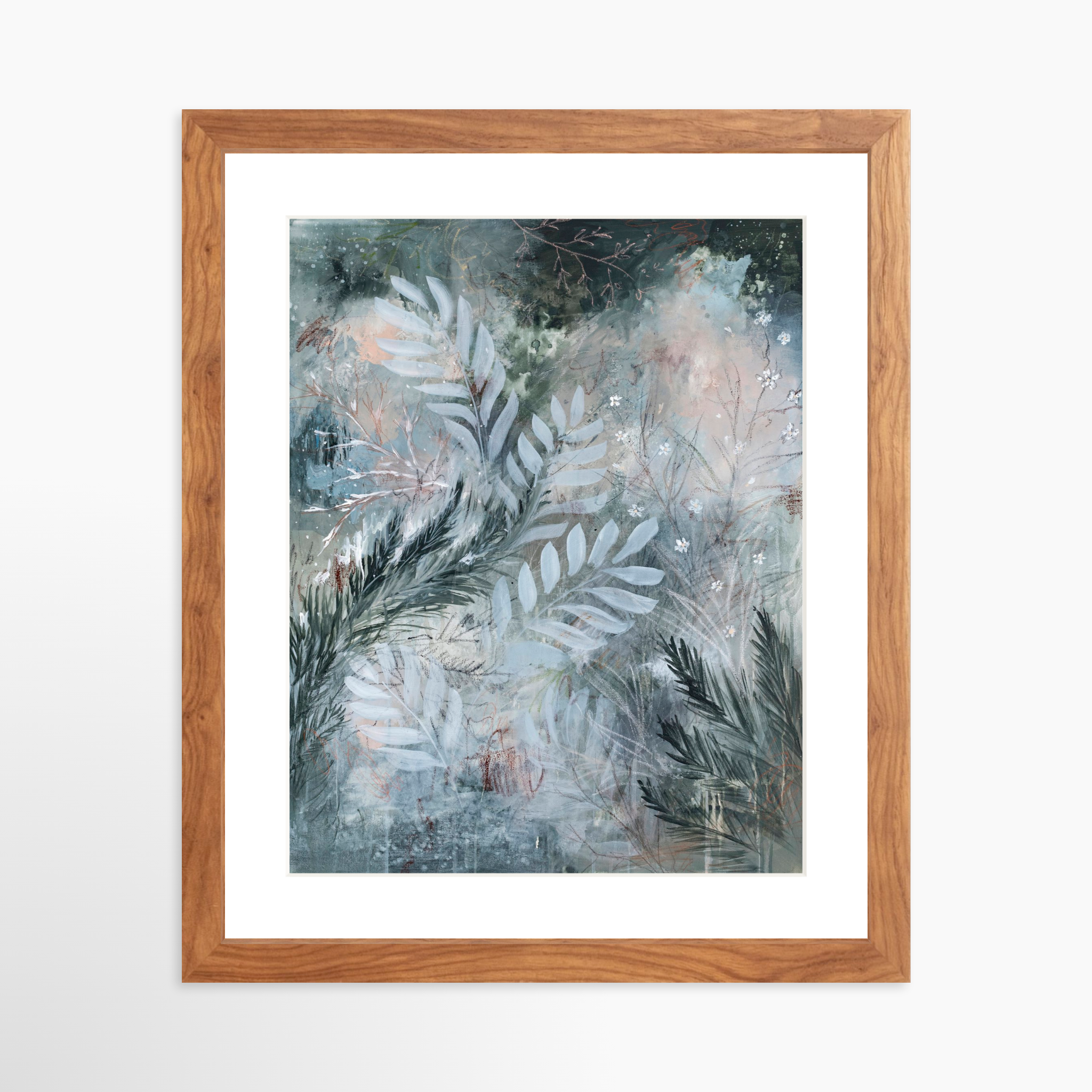 11x14 / Light Walnut Frame + White Mat