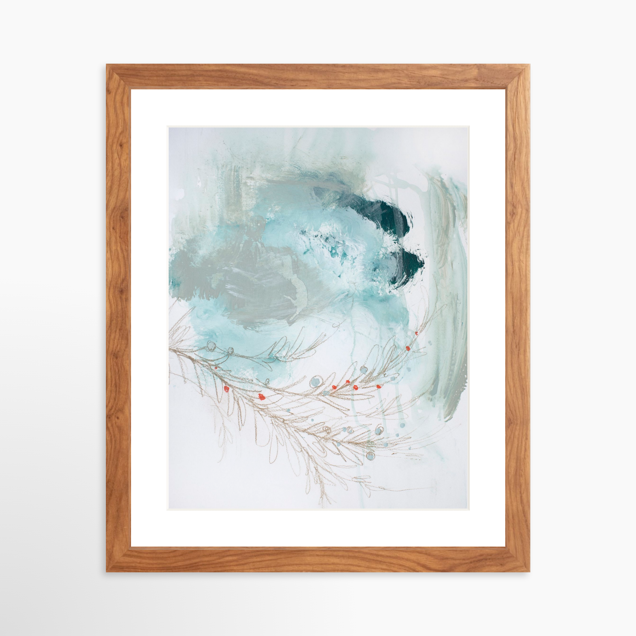 11x14 / Light Walnut Frame + White Mat