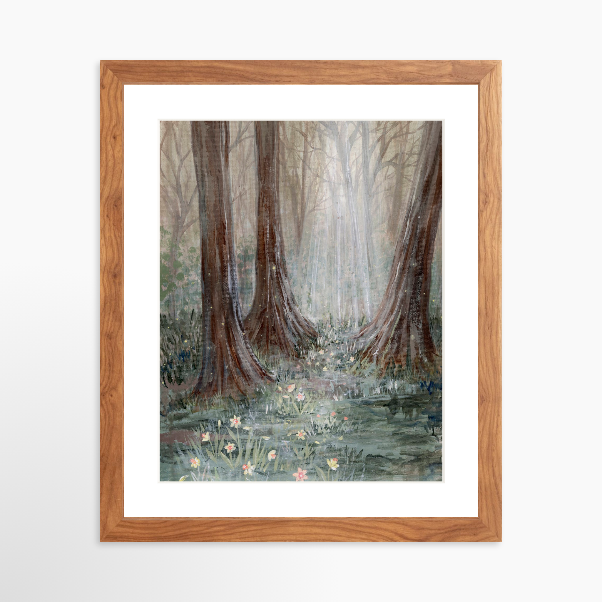 11x14 / Light Walnut Frame + White Mat