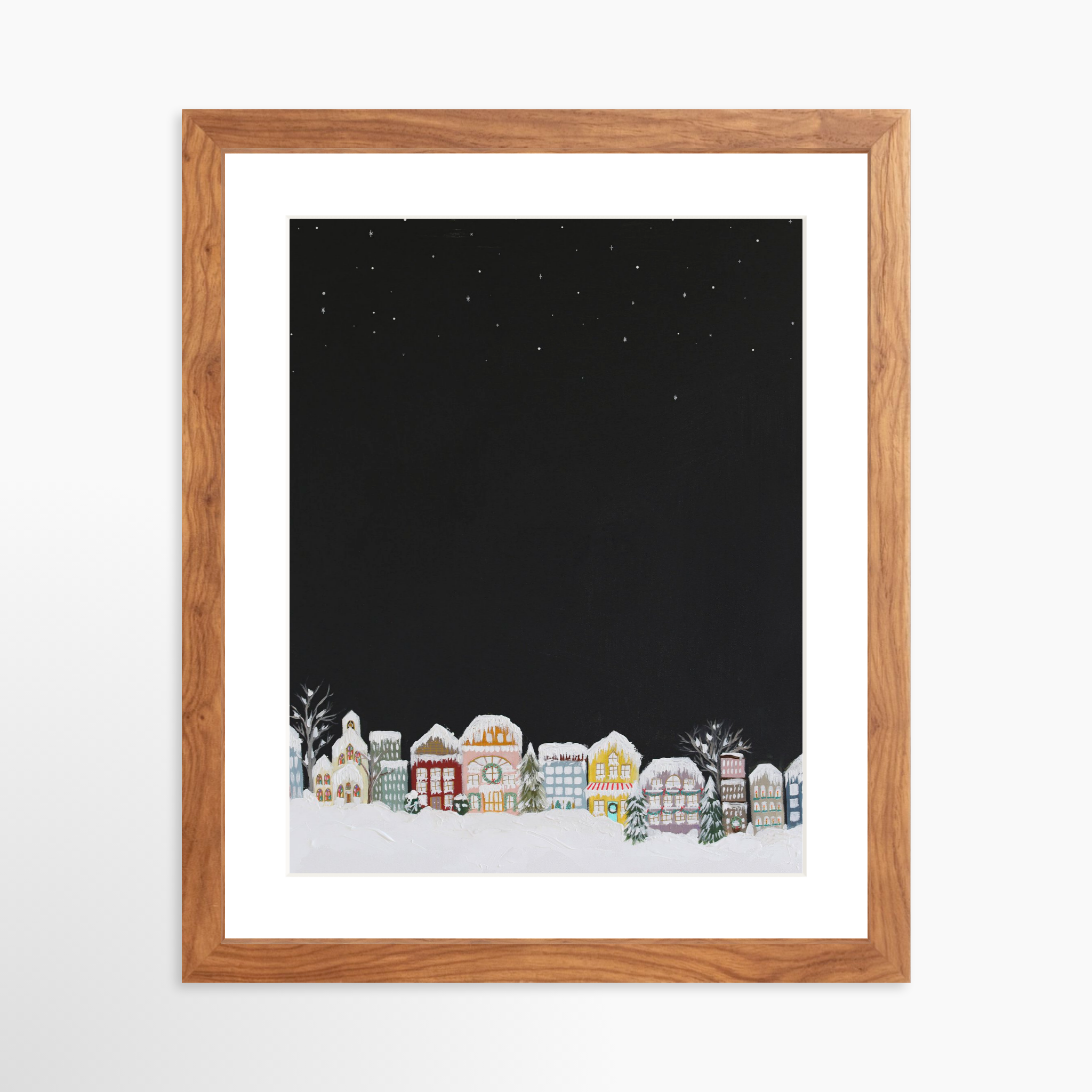 11x14 / Light Walnut Frame + White Mat