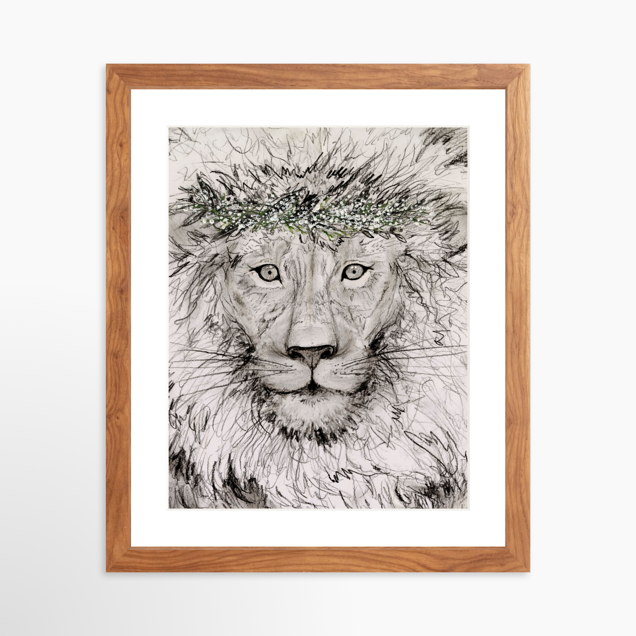 11x14 / Light Walnut Frame + White Mat