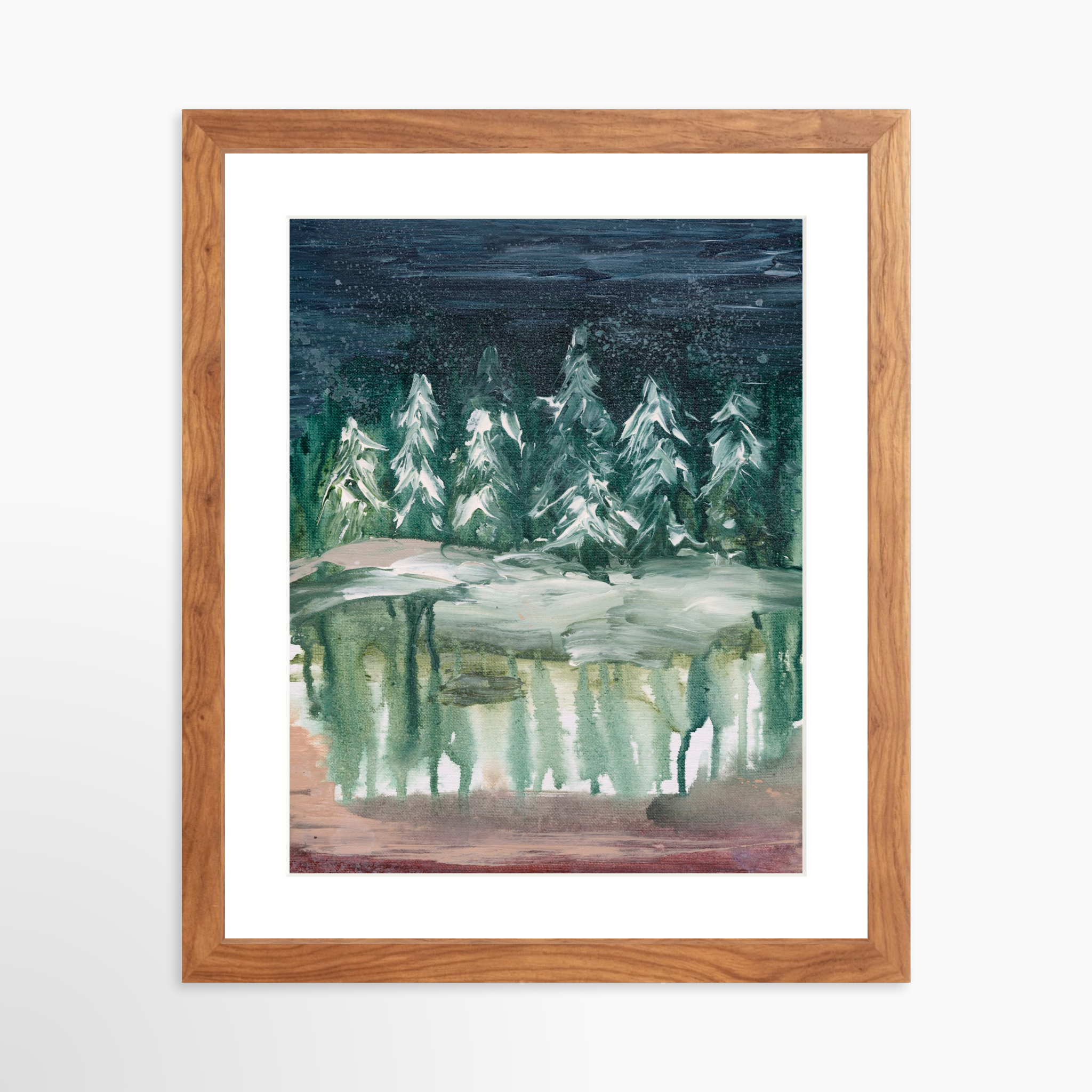 11x14 / Light Walnut Frame + White Mat