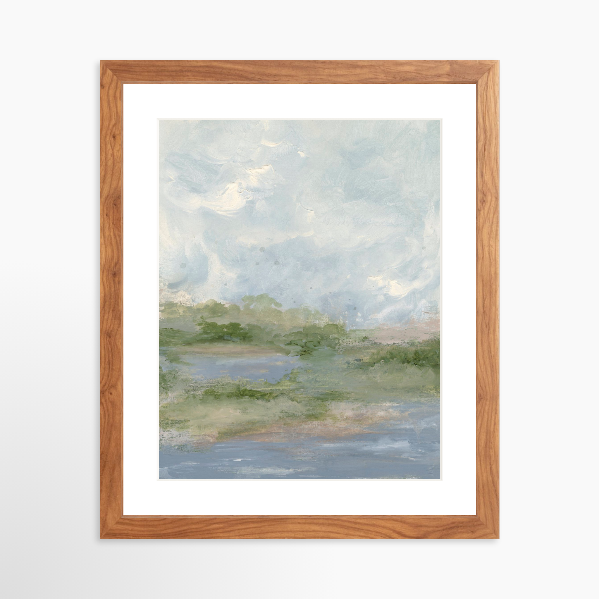 11x14 / Light Walnut Frame + White Mat