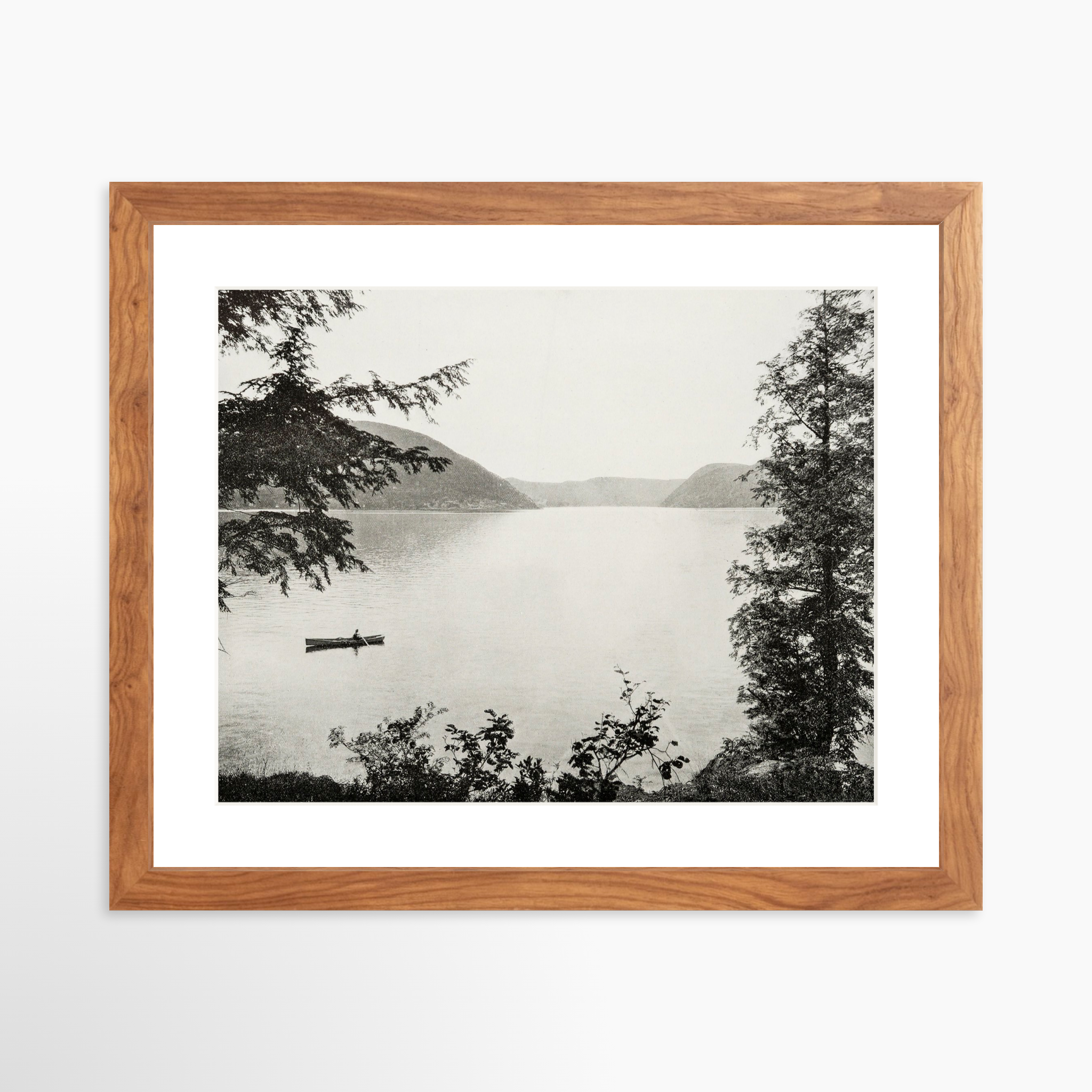 14x11 / Light Walnut Frame + White Mat