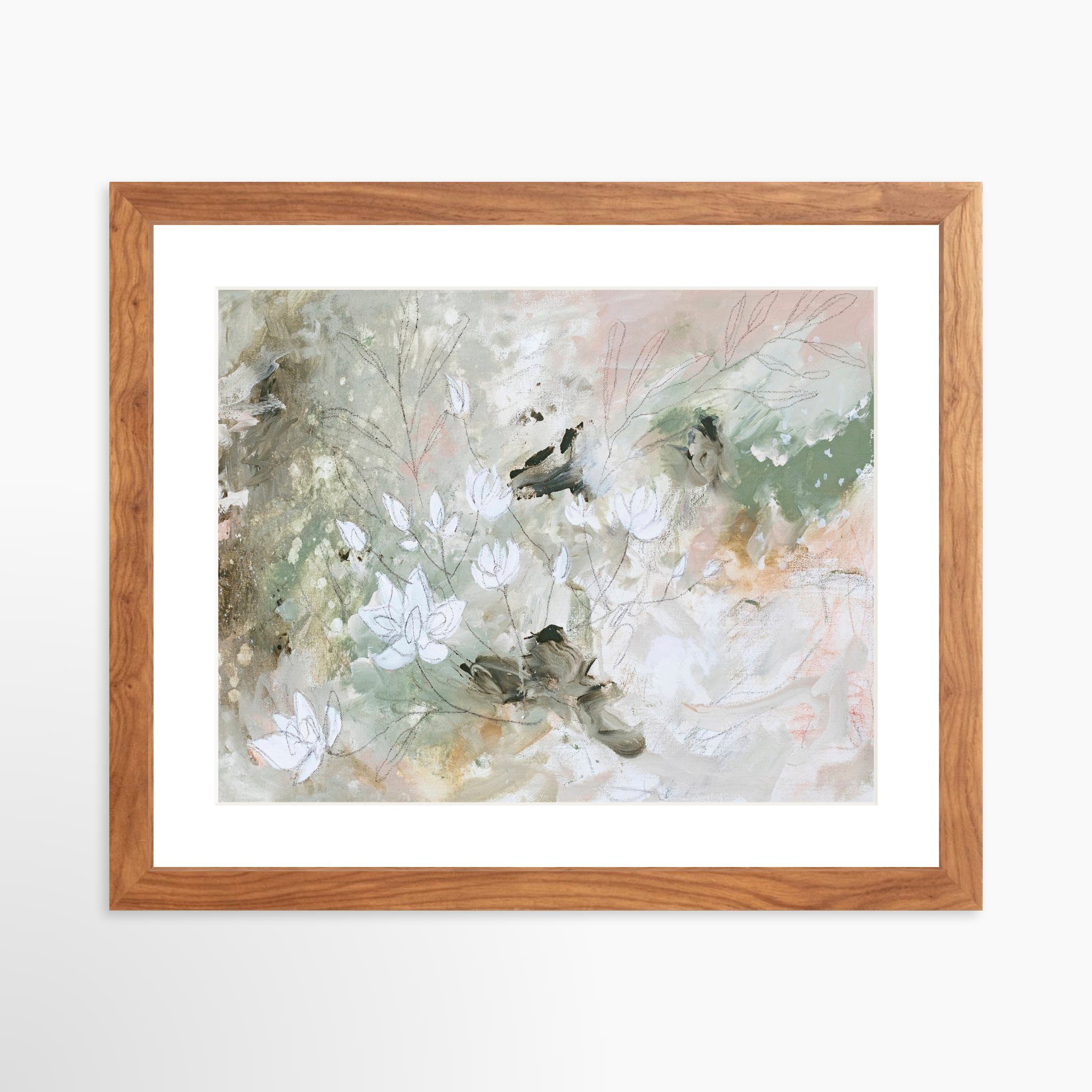 14x11 / Light Walnut Frame + White Mat