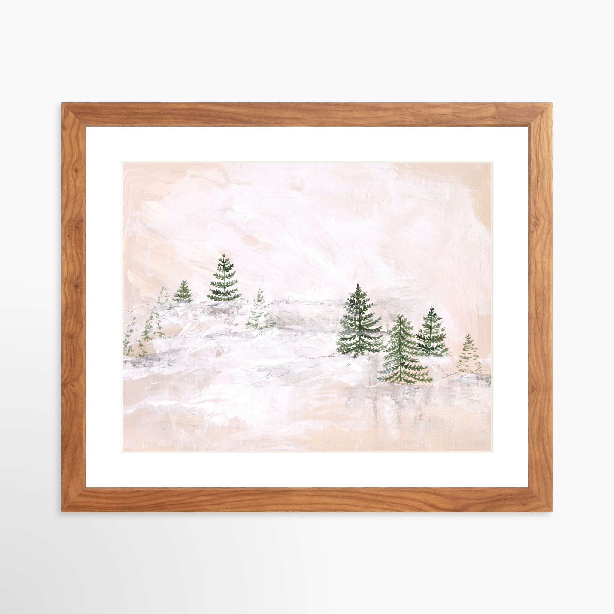 14x11 / Light Walnut Frame + White Mat