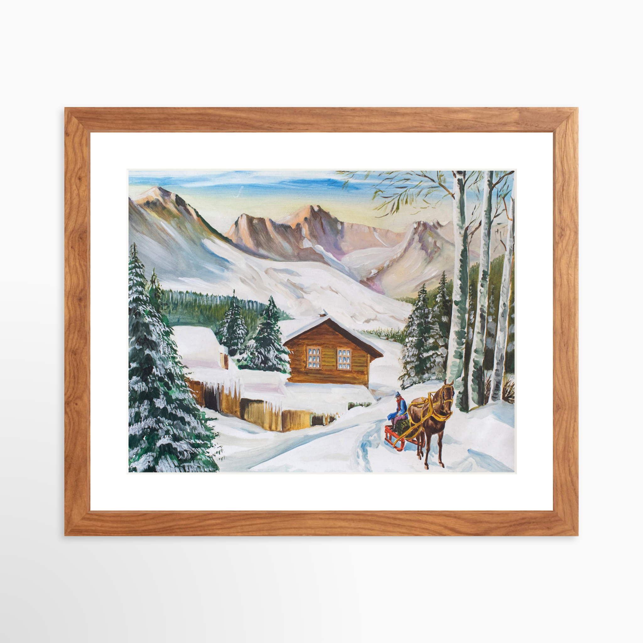 14x11 / Light Walnut Frame + White Mat