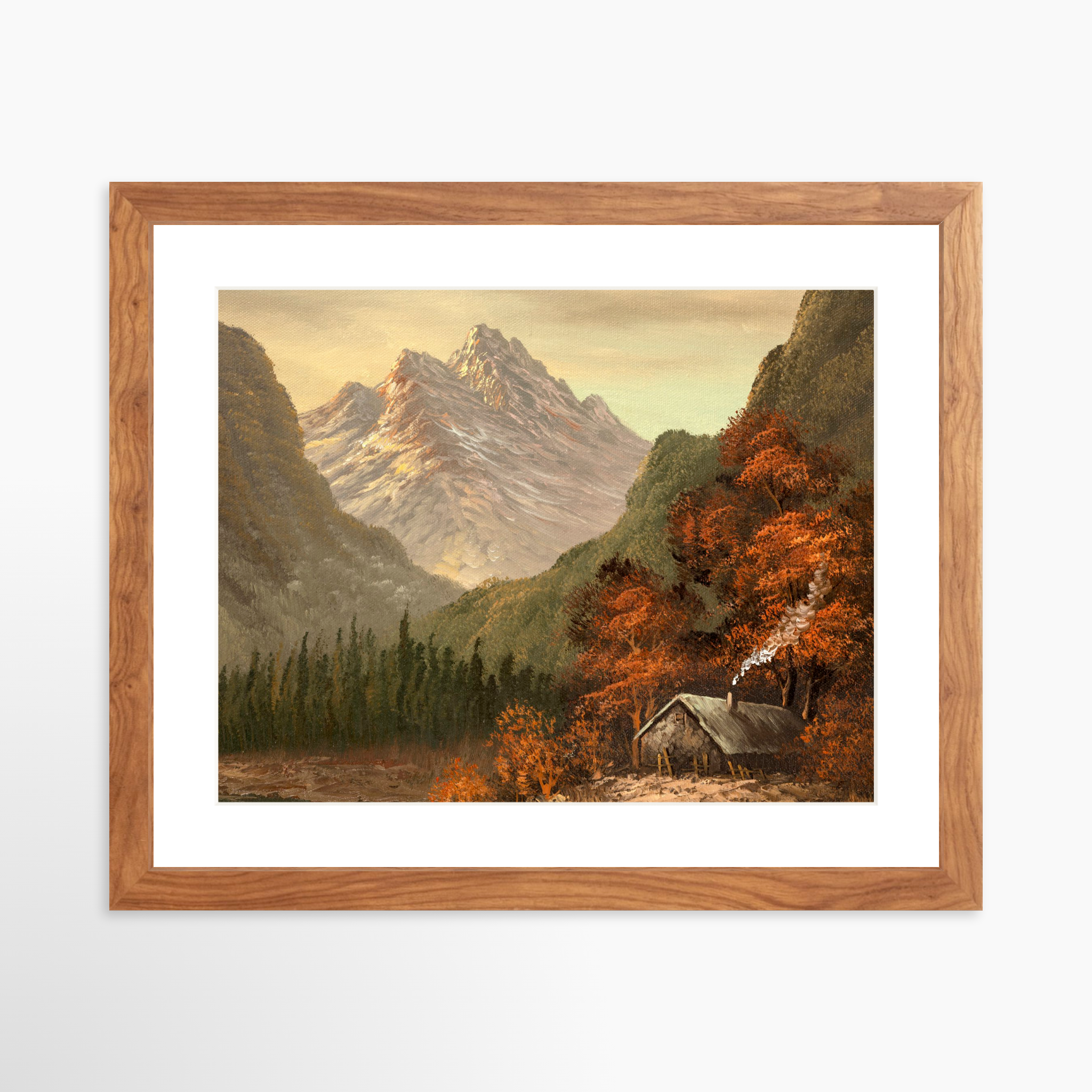 14x11 / Light Walnut Frame + White Mat