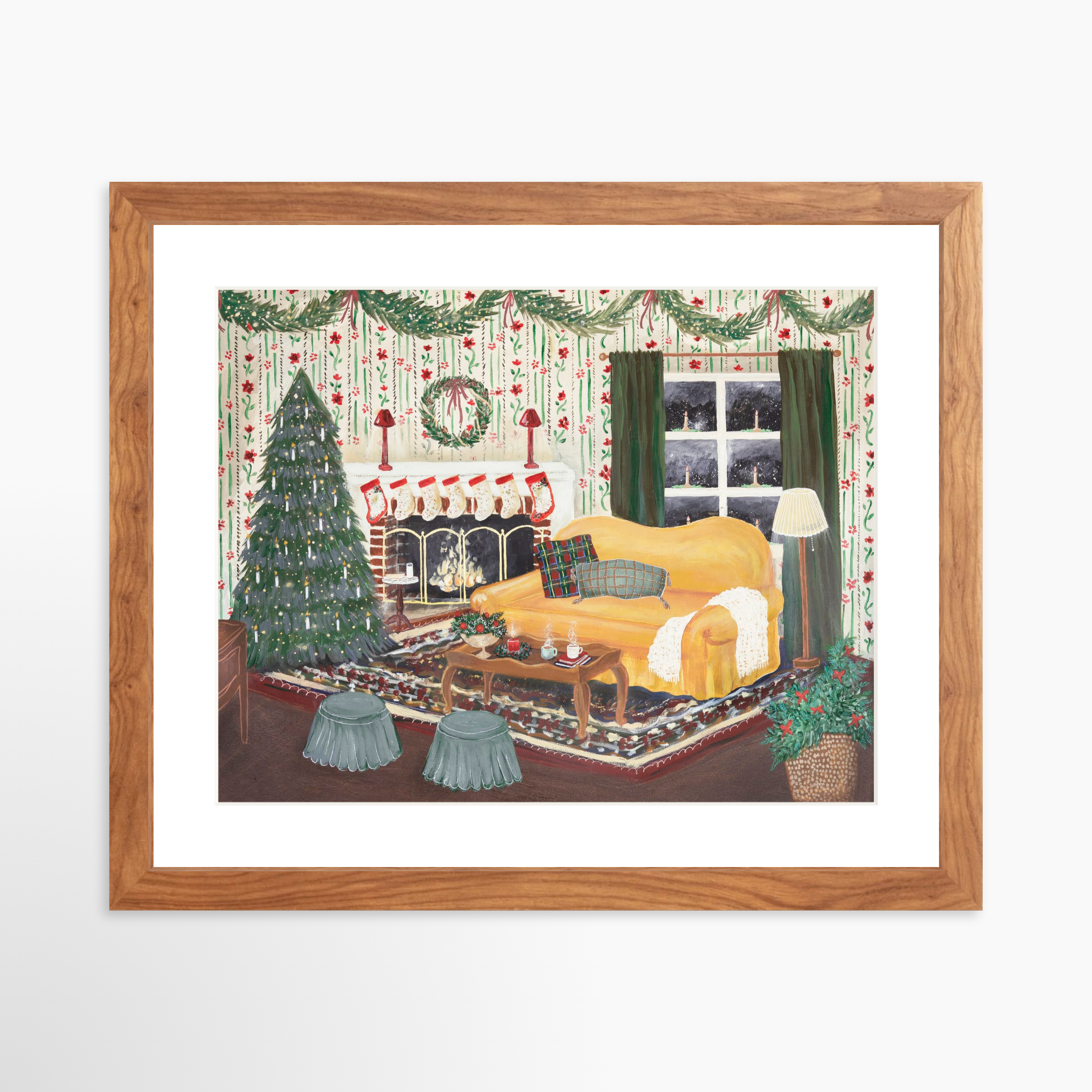 14x11 / Light Walnut Frame + White Mat