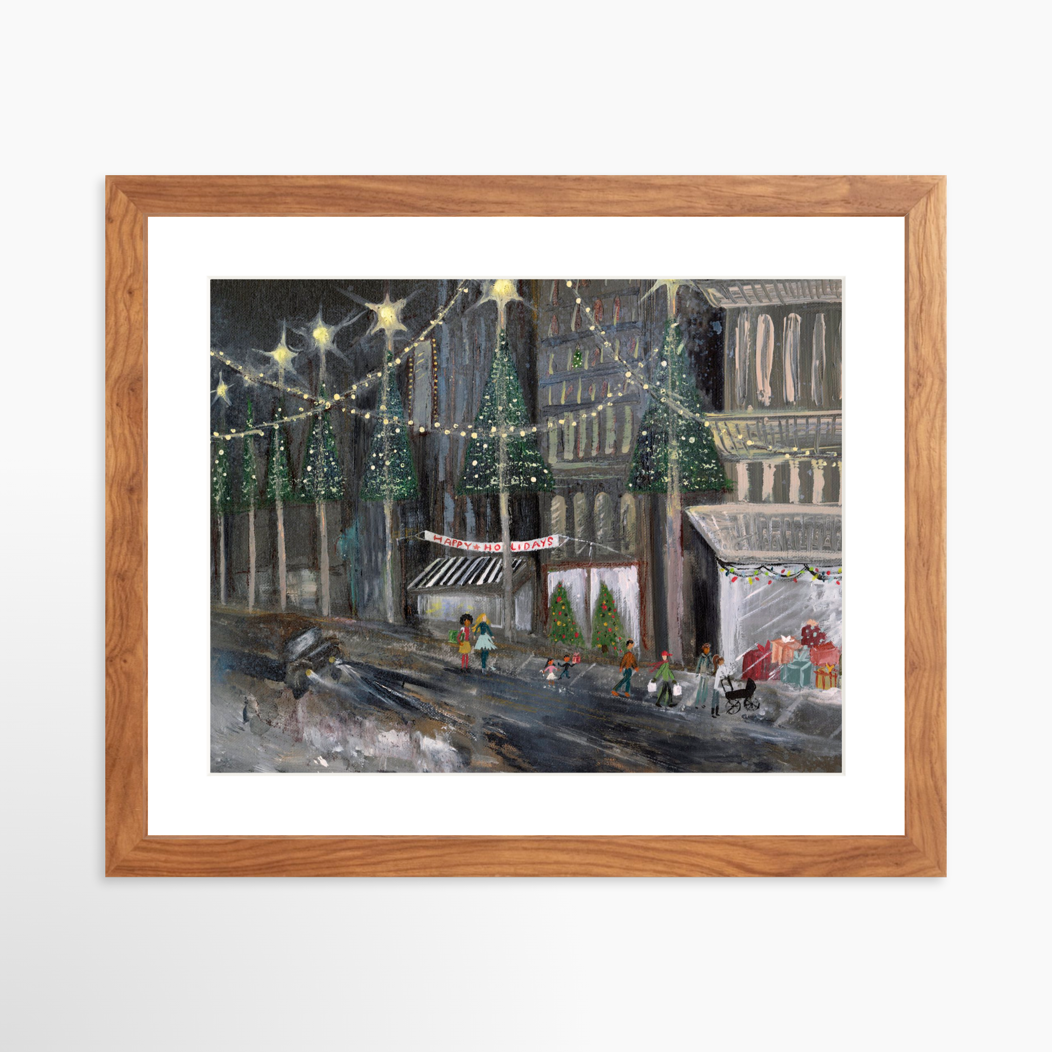 14x11 / Light Walnut Frame + White Mat