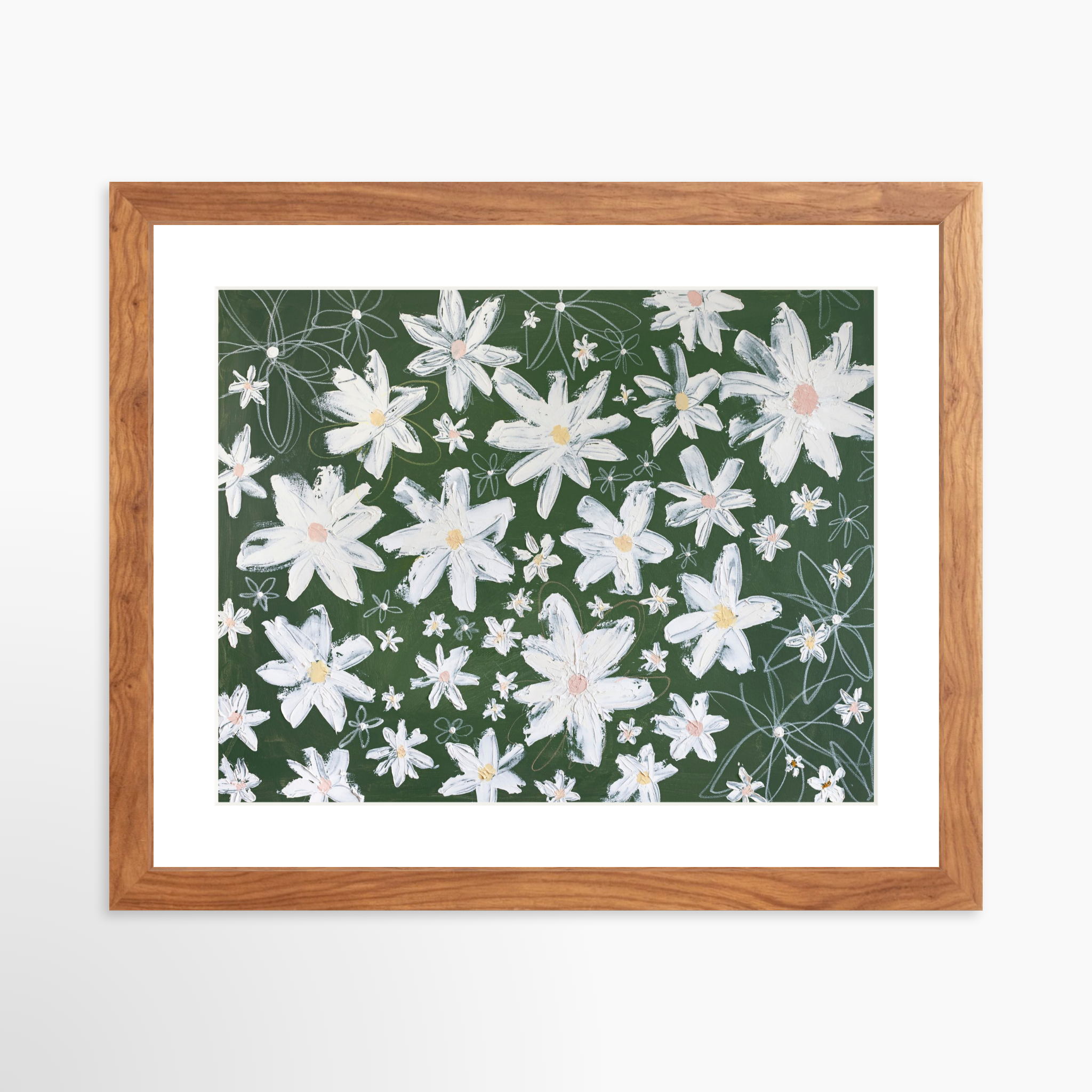 14x11 / Light Walnut Frame + White Mat