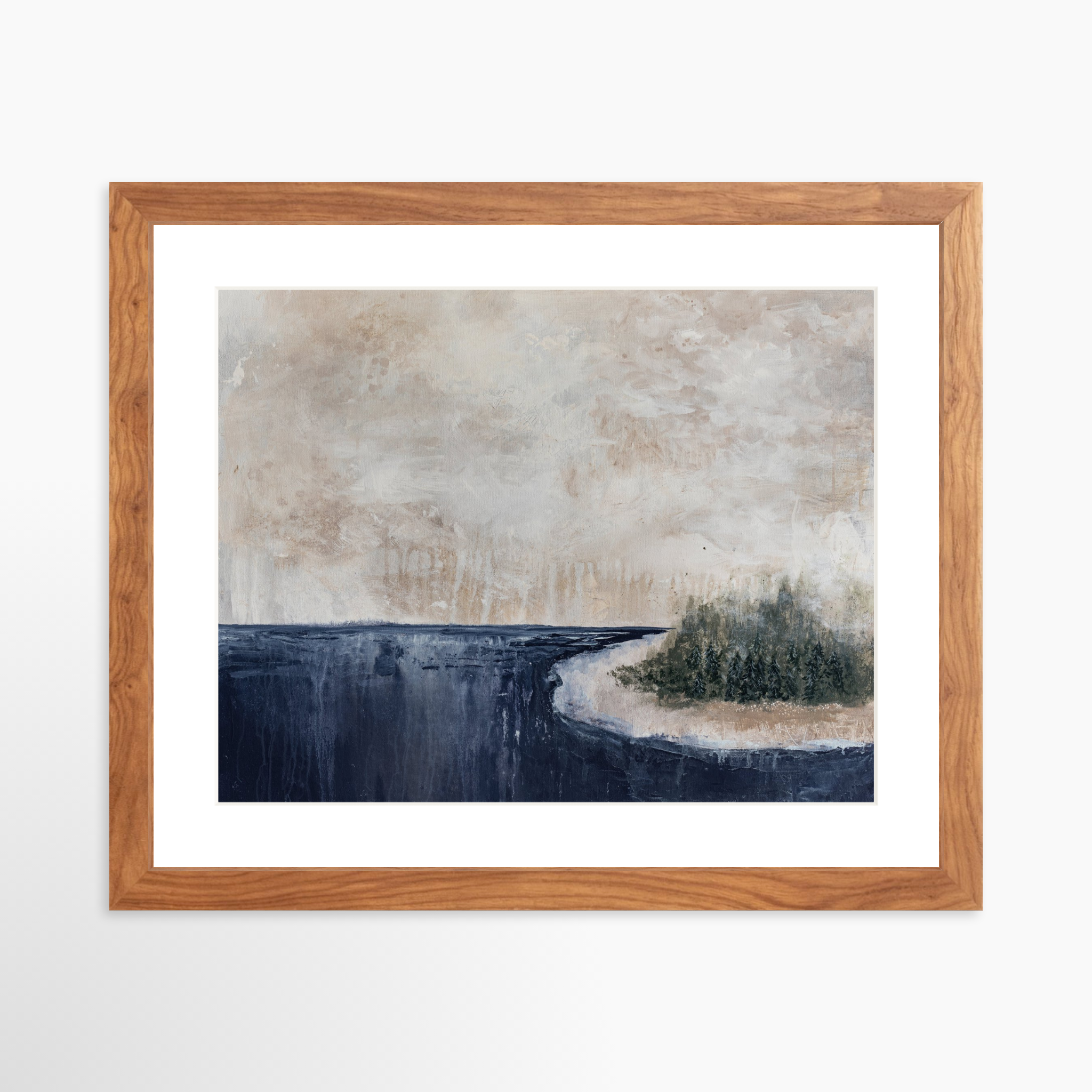 14x11 / Light Walnut Frame + White Mat