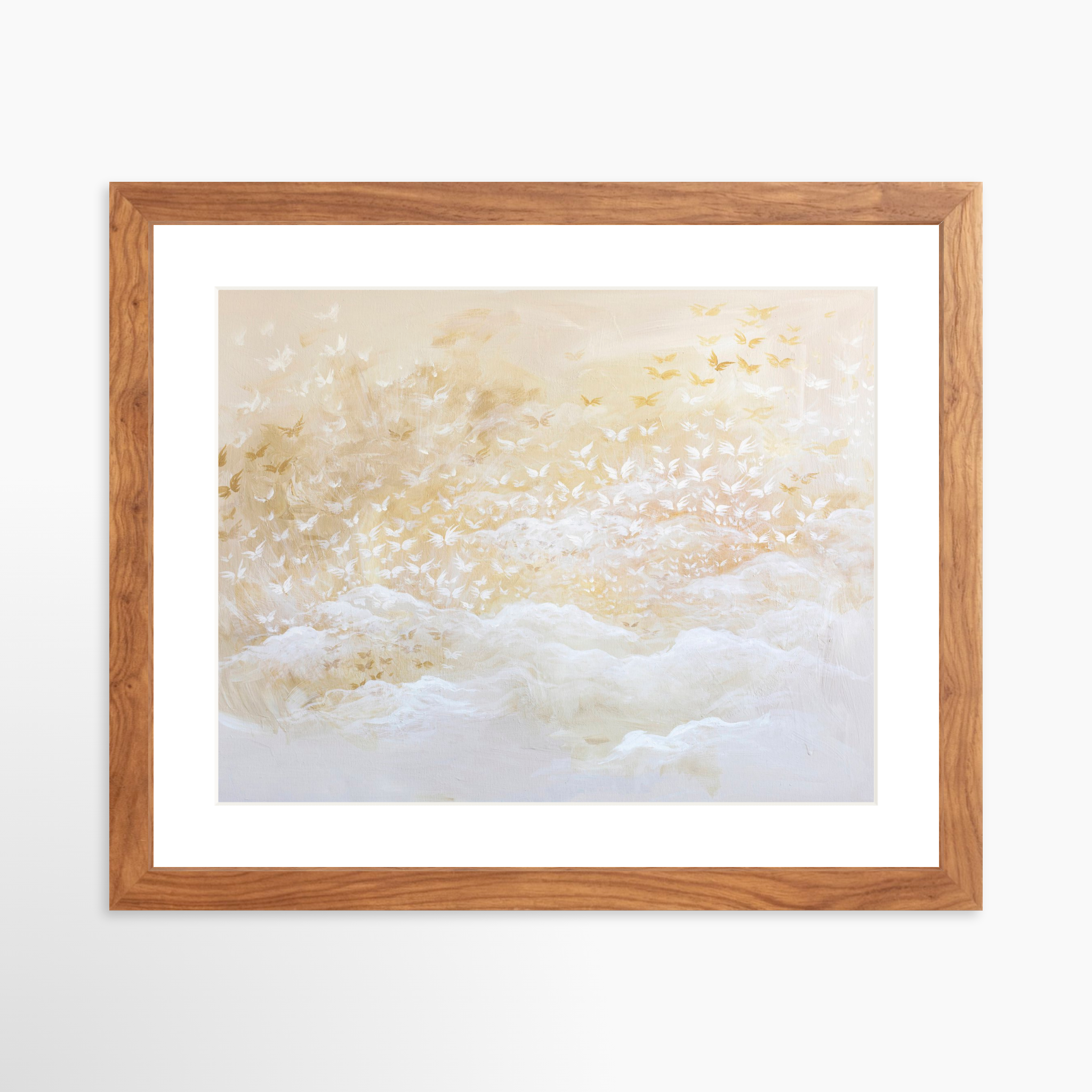 14x11 / Light Walnut Frame + White Mat