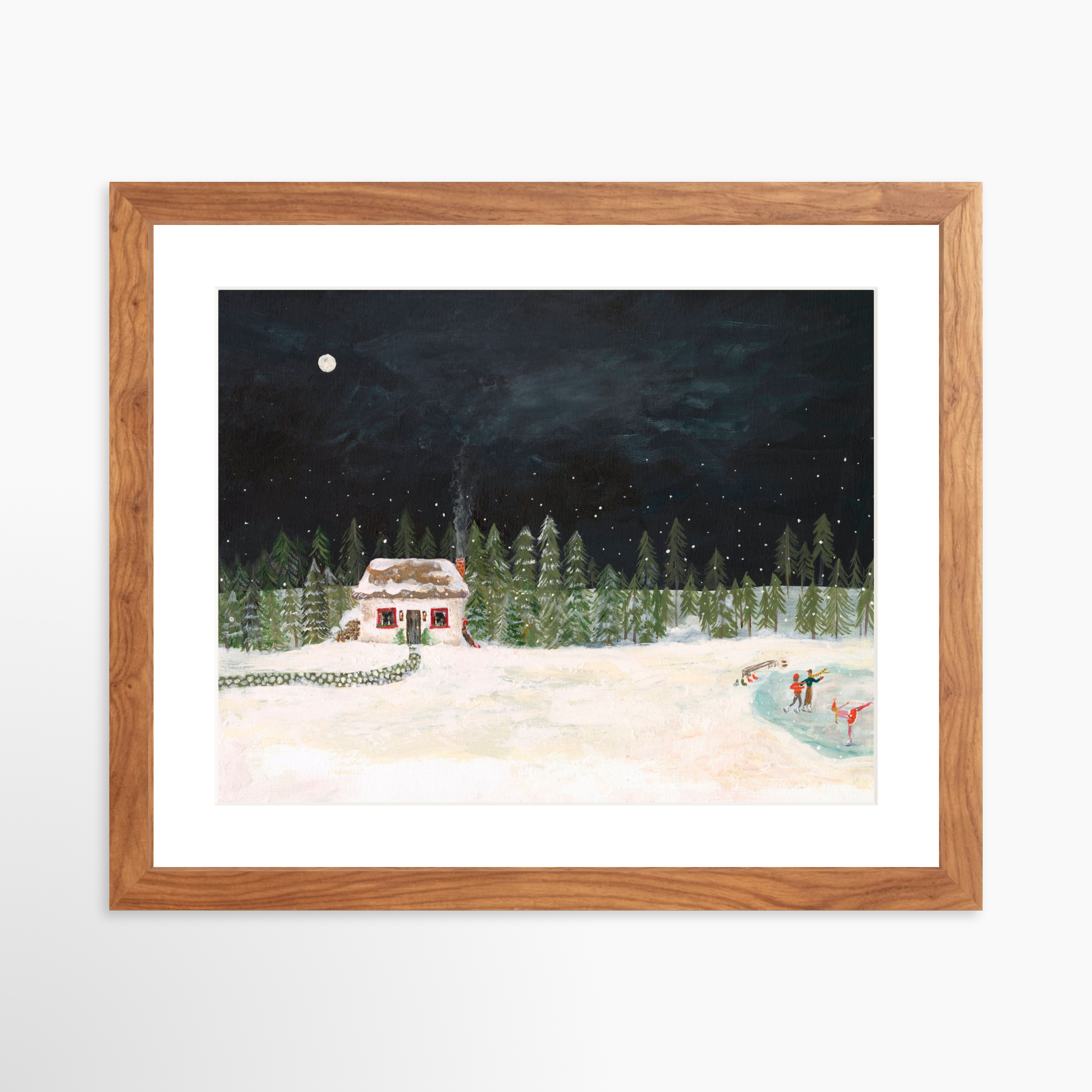 14x11 / Light Walnut Frame + White Mat