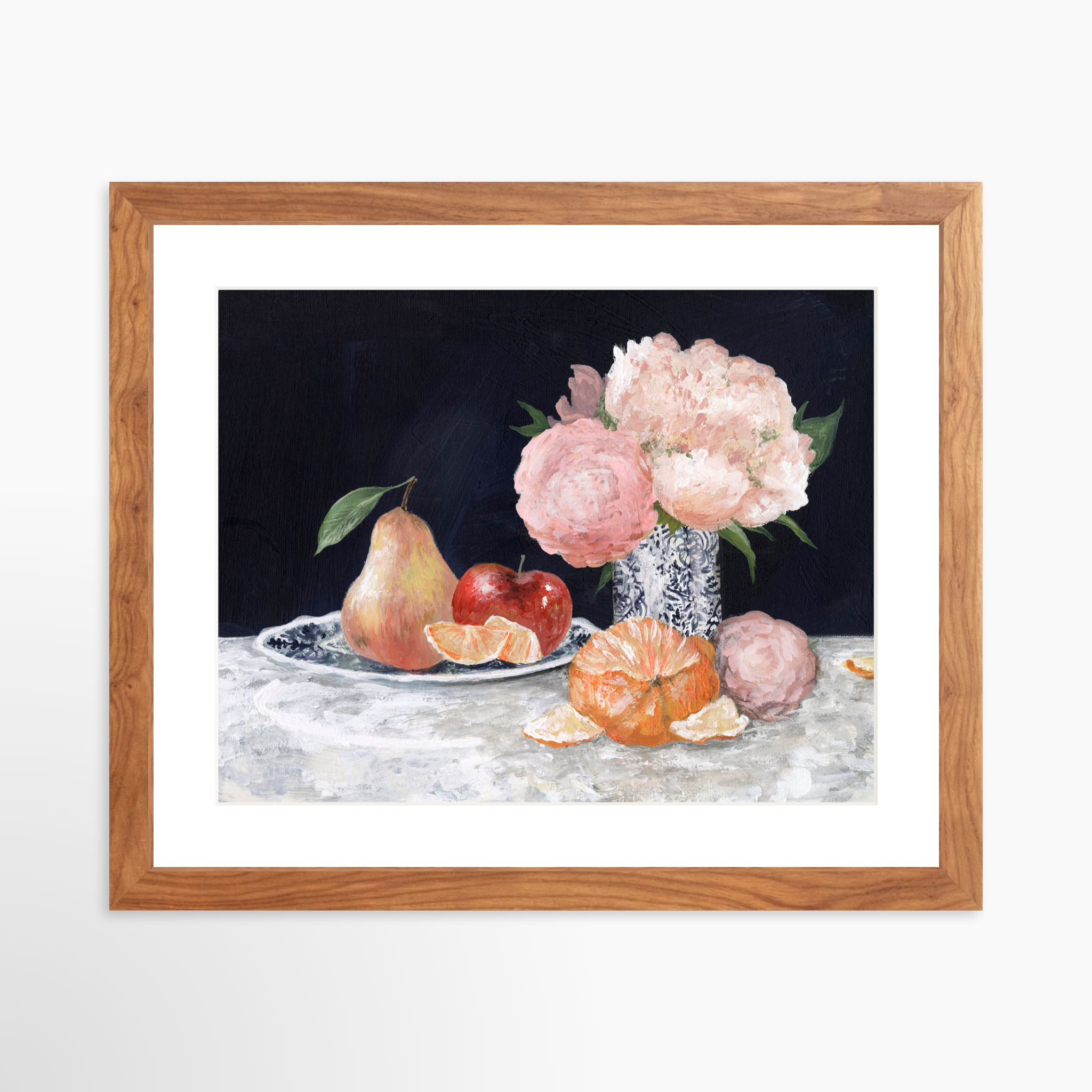 14x11 / Light Walnut Frame + White Mat