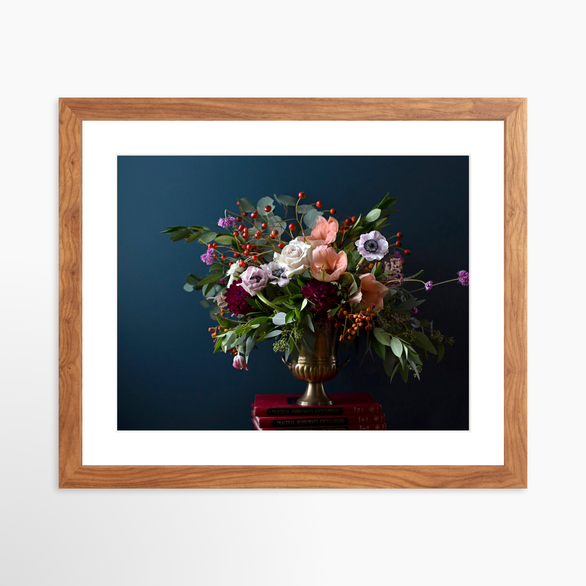 14x11 / Light Walnut Frame + White Mat