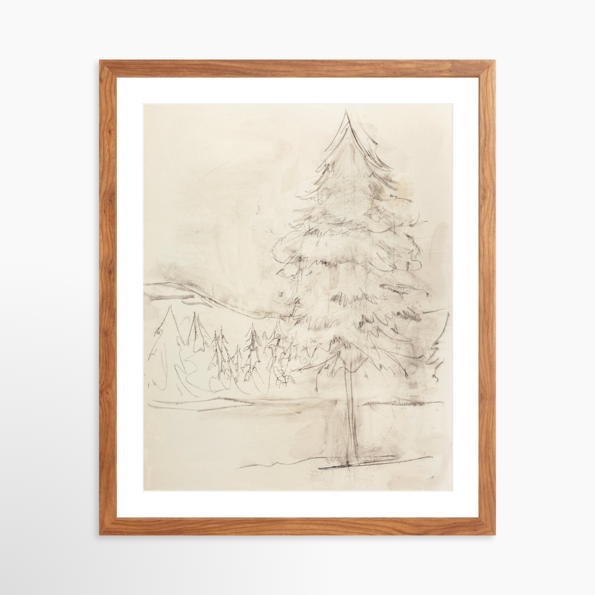 16x20 / Light Walnut Frame + White Mat