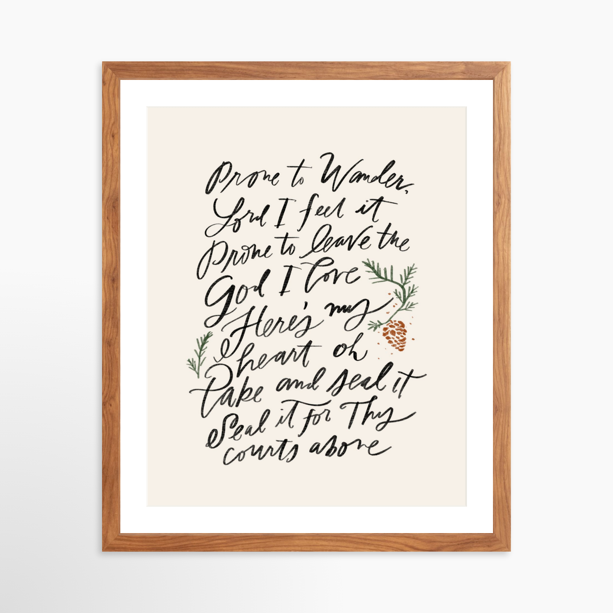 16x20 / Light Walnut Frame + White Mat