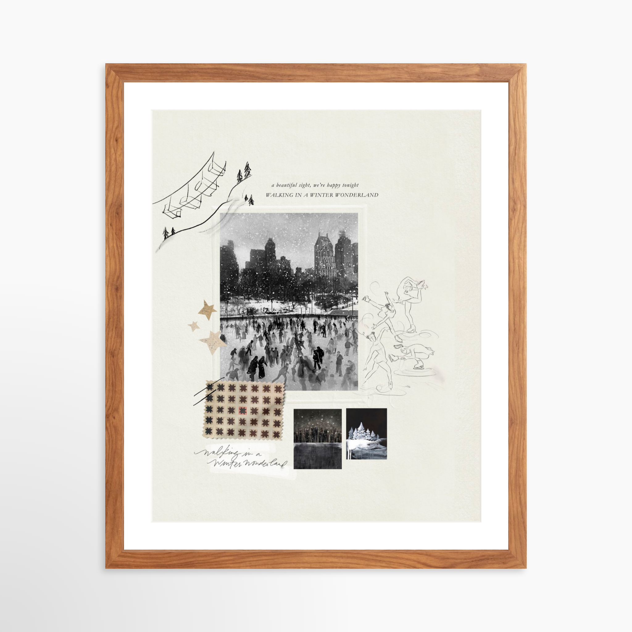 16x20 / Light Walnut Frame + White Mat