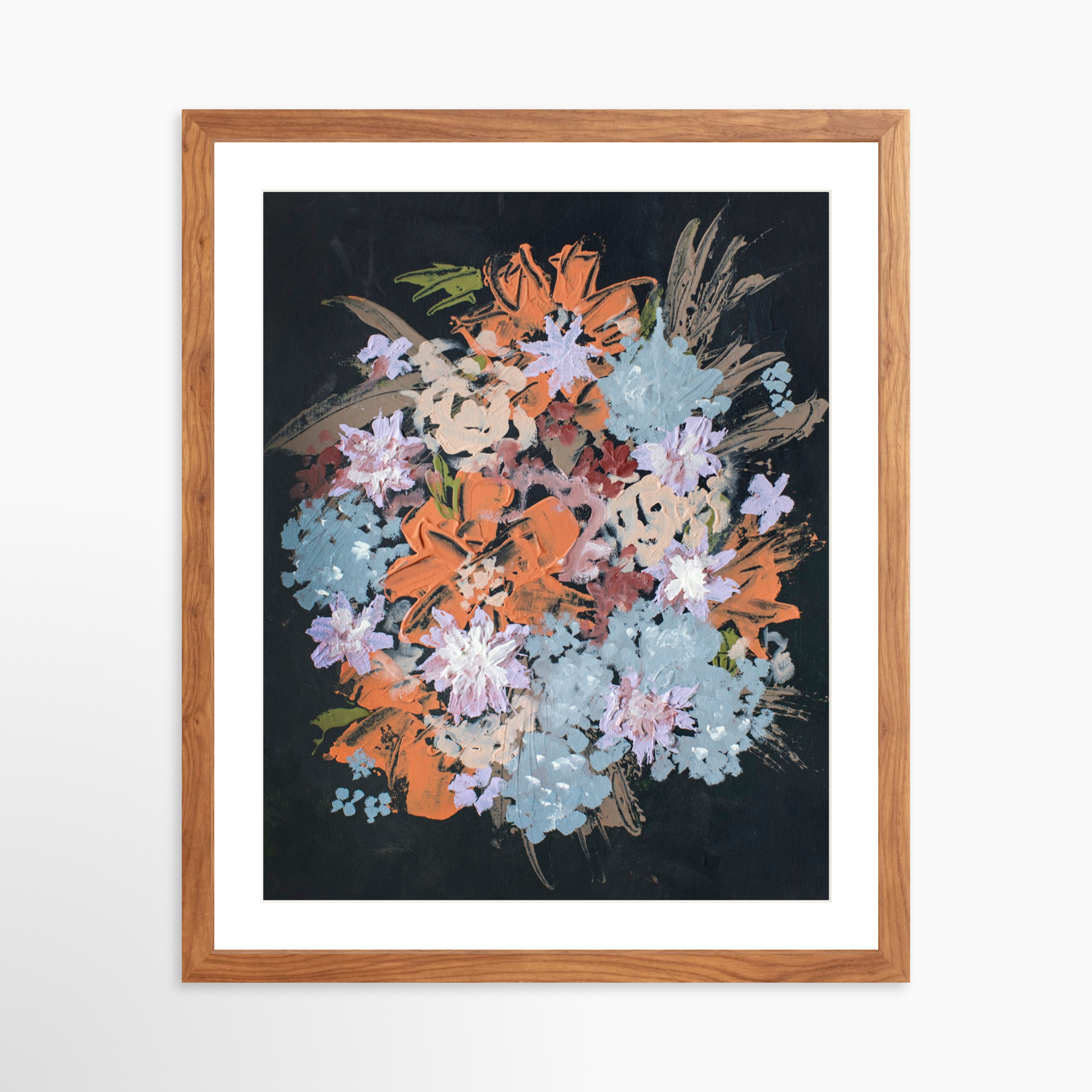 16x20 / Light Walnut Frame + White Mat