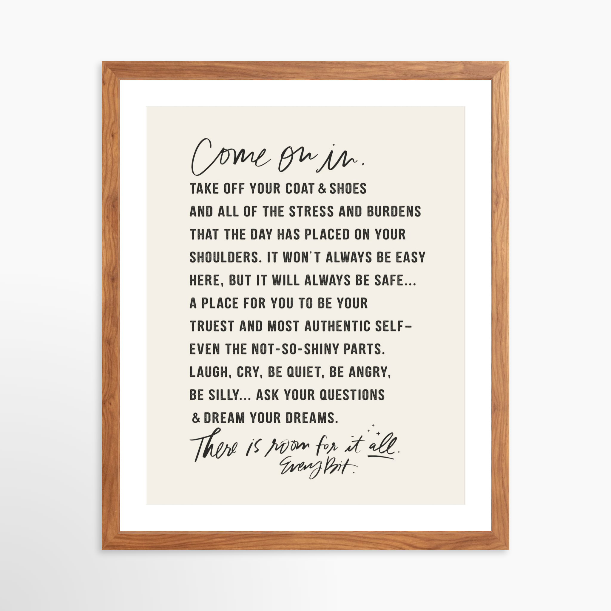 16x20 / Light Walnut Frame + White Mat
