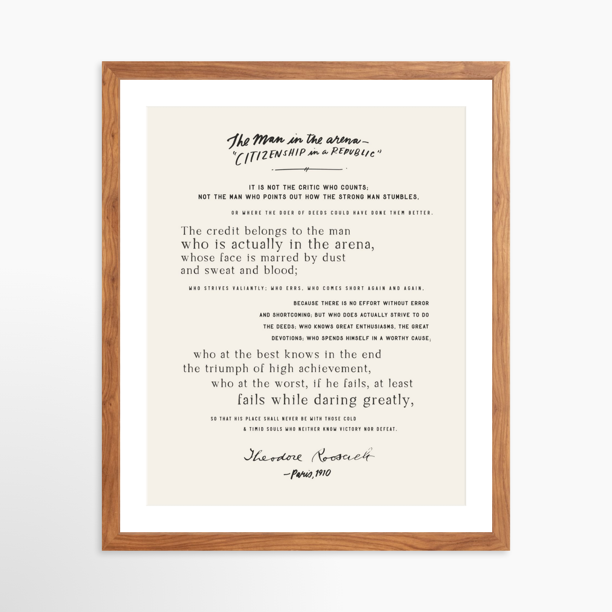 16x20 / Light Walnut Frame + White Mat