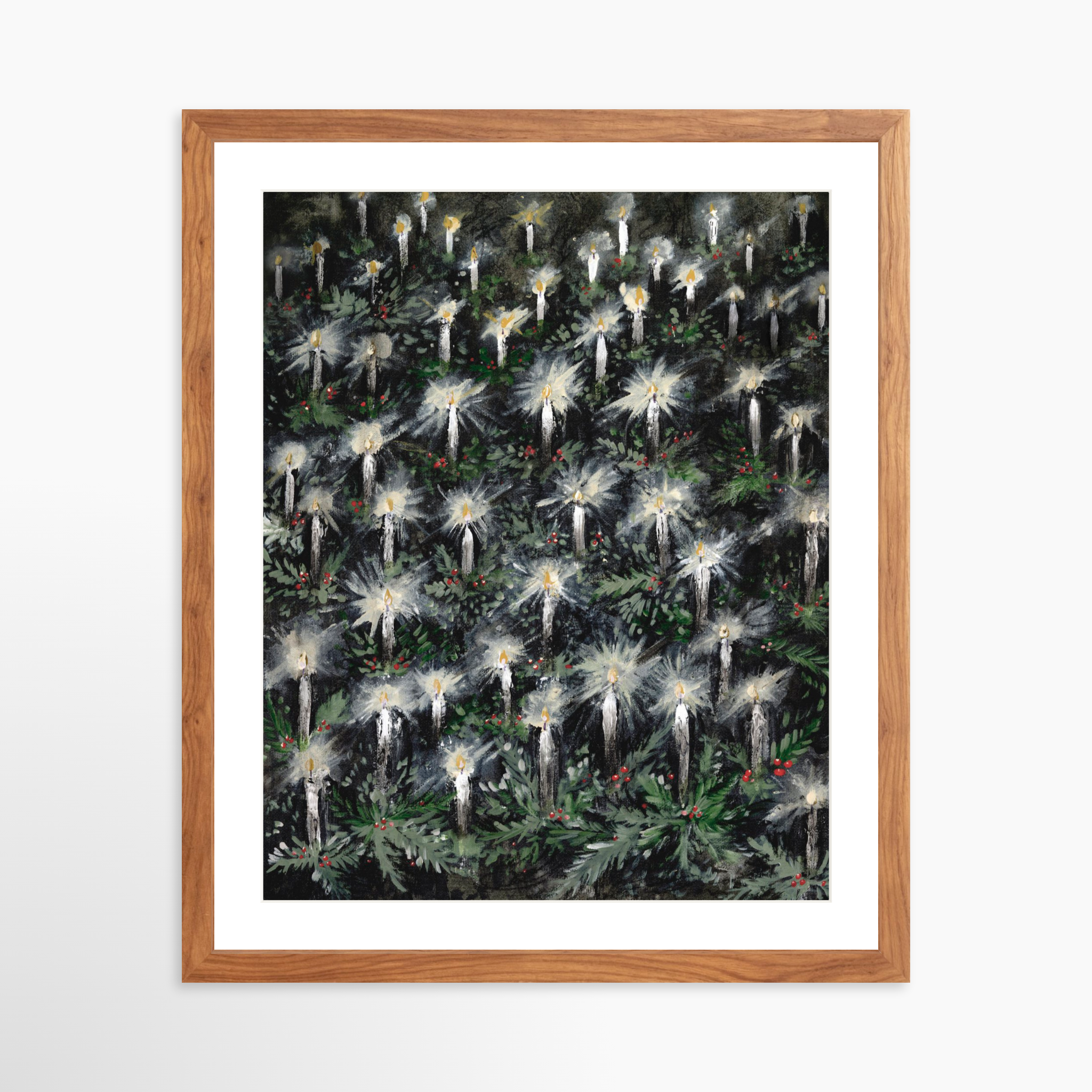 16x20 / Light Walnut Frame + White Mat