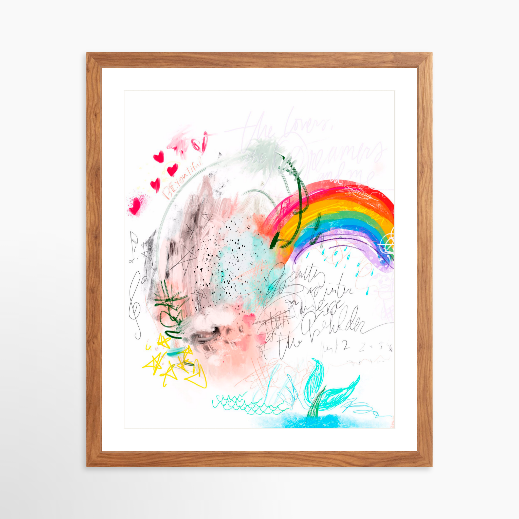 16x20 / Light Walnut Frame + White Mat