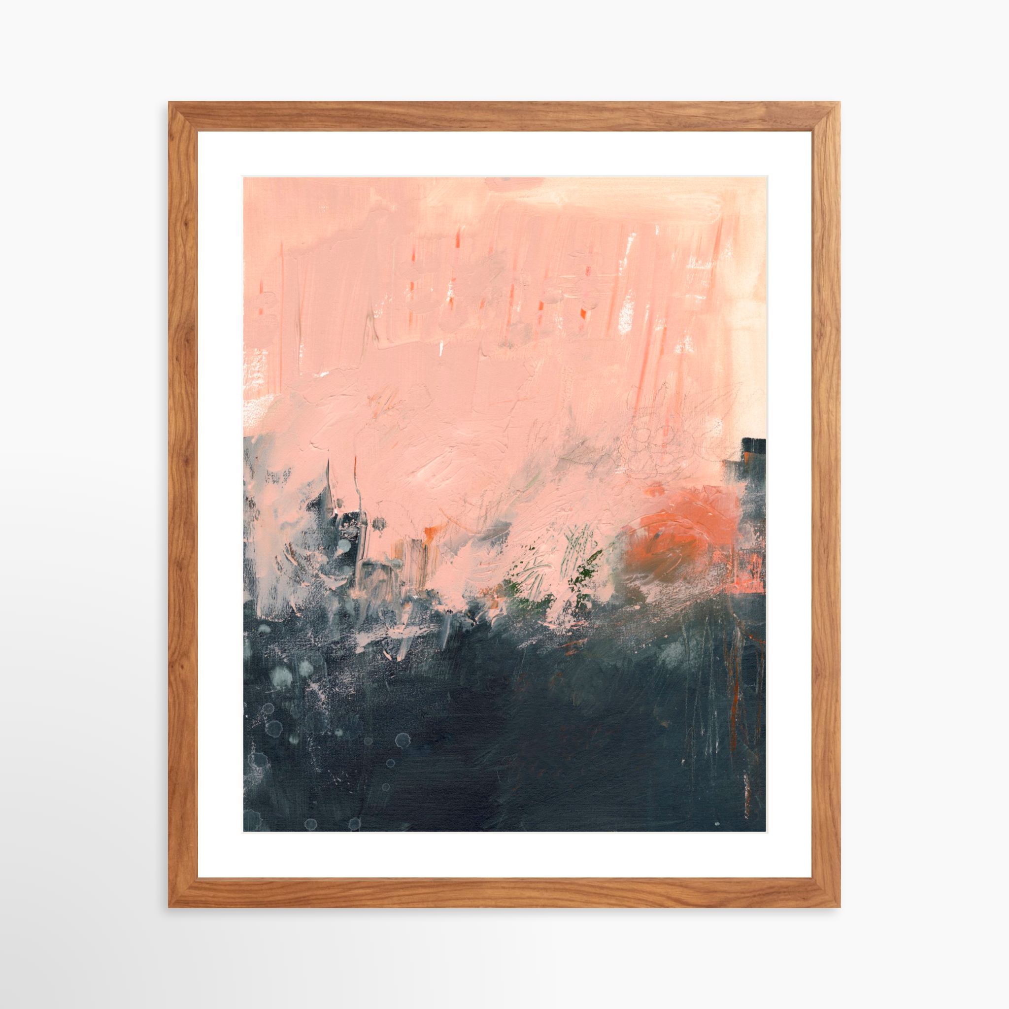 16x20 / Light Walnut Frame + White Mat
