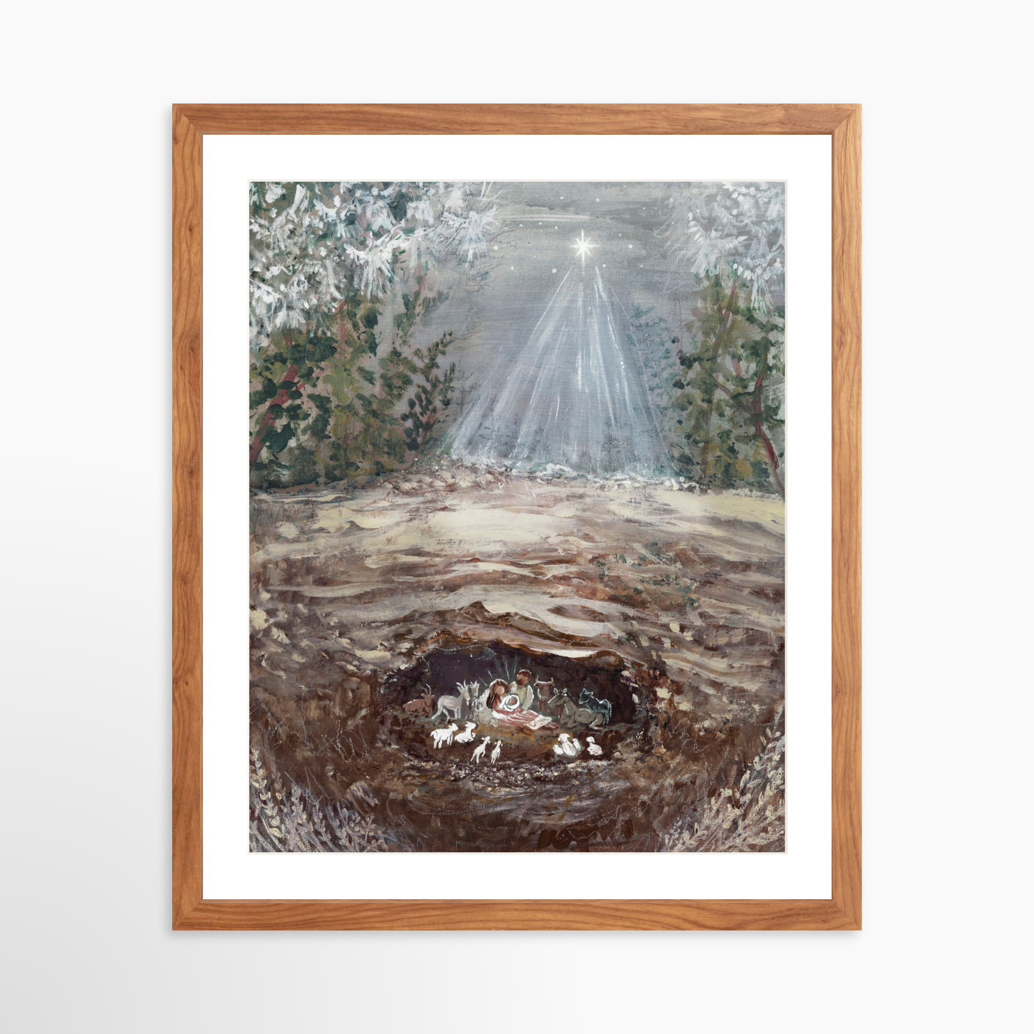 16x20 / Light Walnut Frame + White Mat