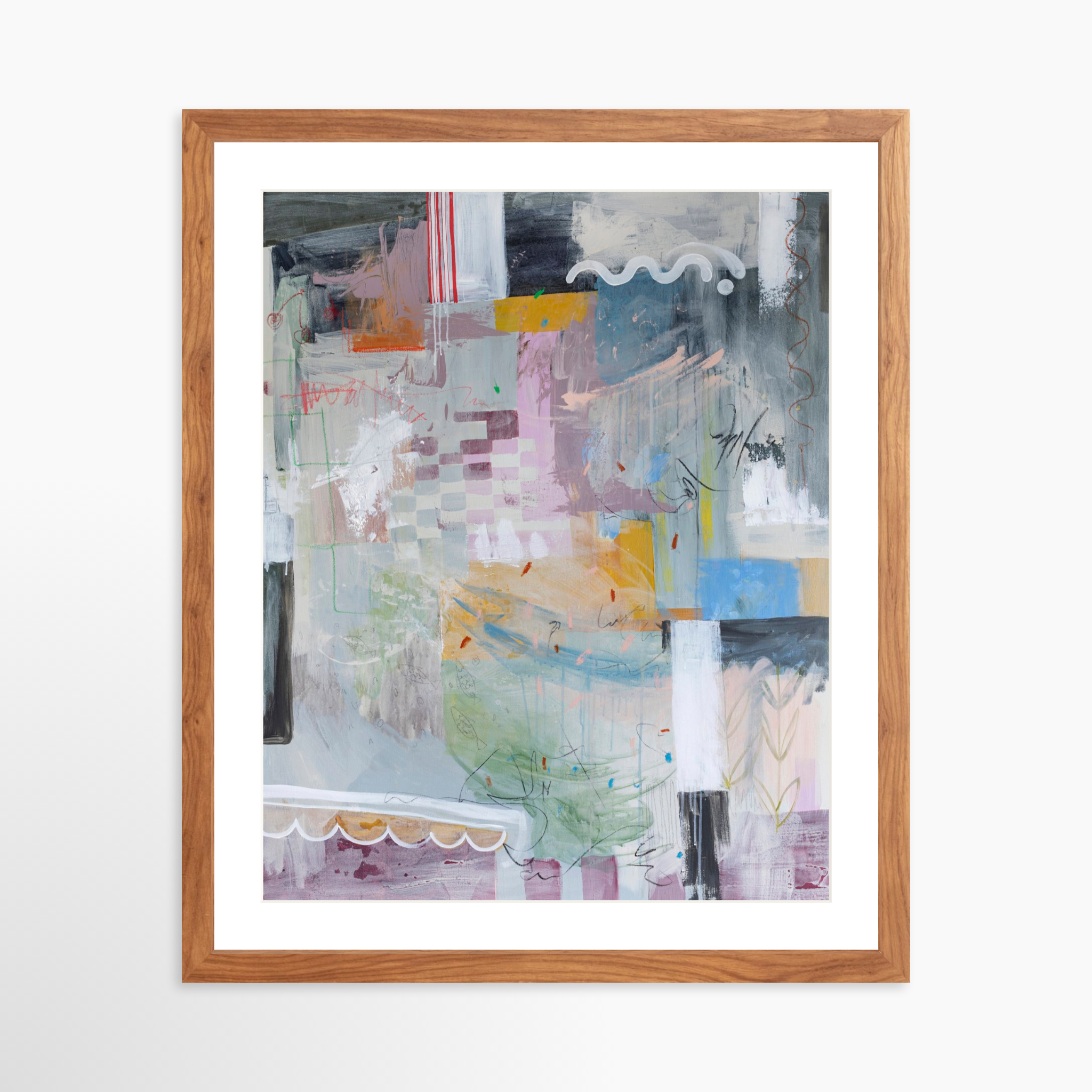 16x20 / Light Walnut Frame + White Mat