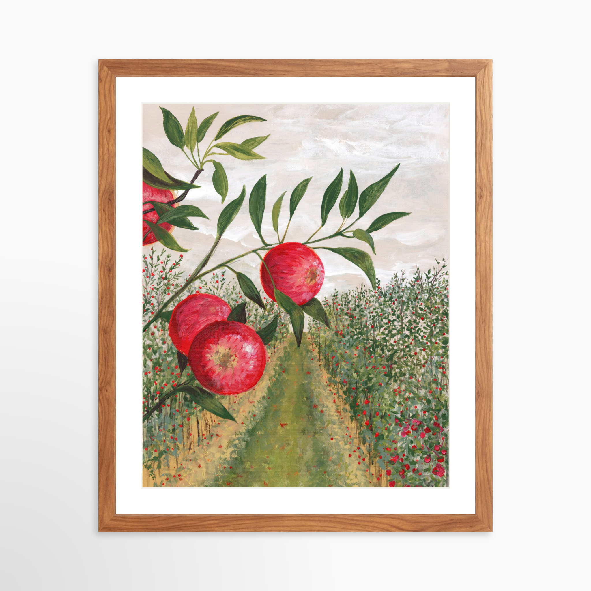 16x20 / Light Walnut Frame + White Mat