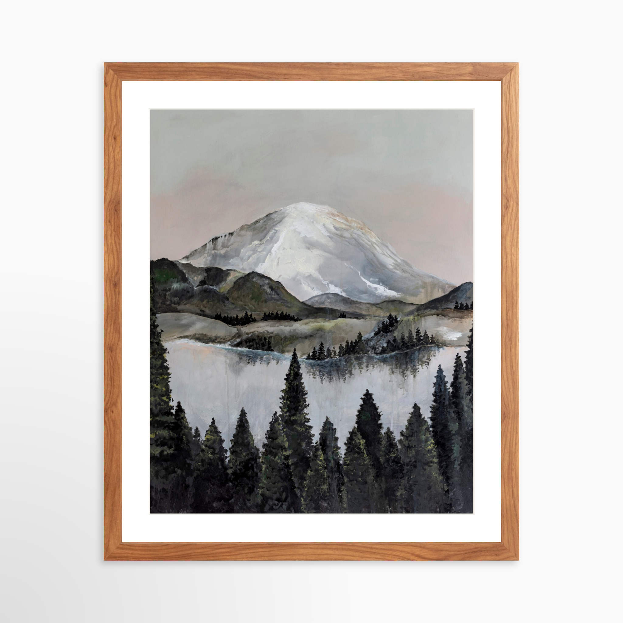 16x20 / Light Walnut Frame + White Mat
