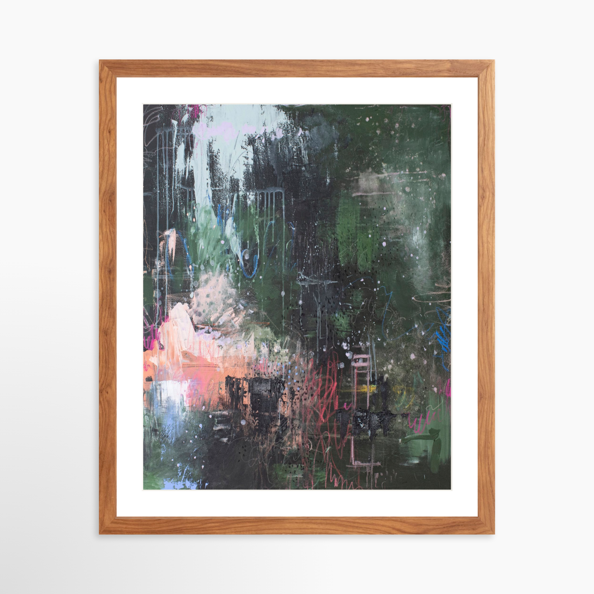16x20 / Light Walnut Frame + White Mat