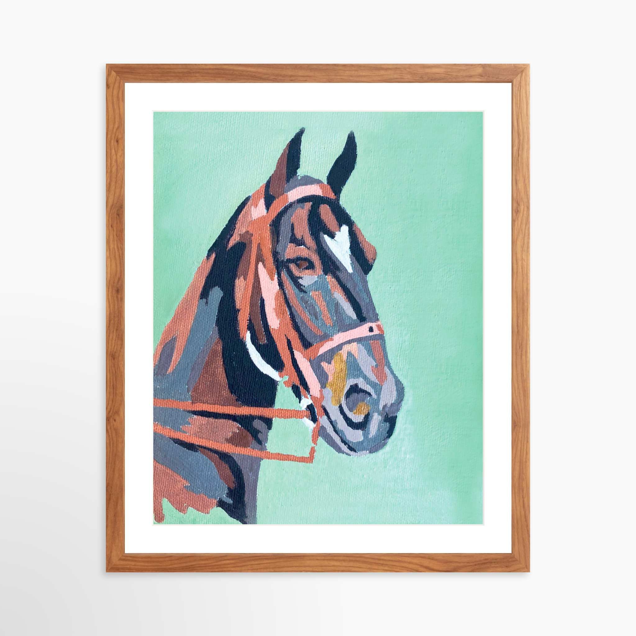 16x20 / Light Walnut Frame + White Mat