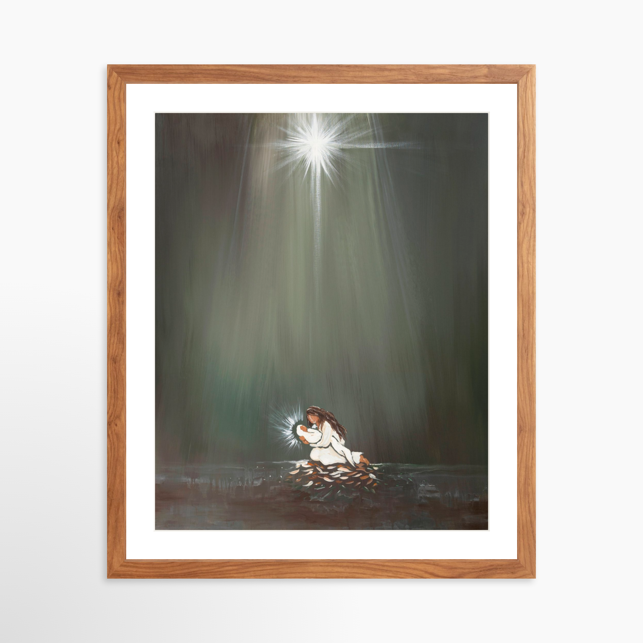 16x20 / Light Walnut Frame + White Mat