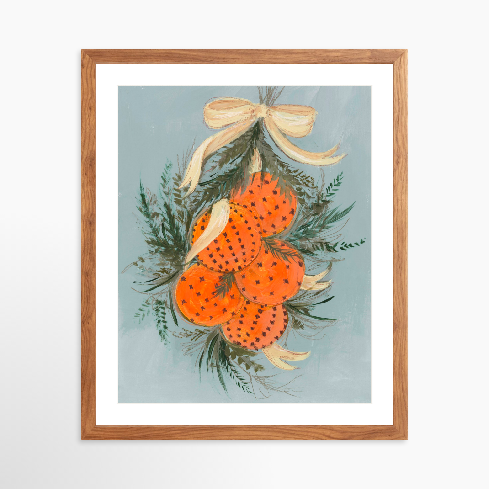 16x20 / Light Walnut Frame + White Mat