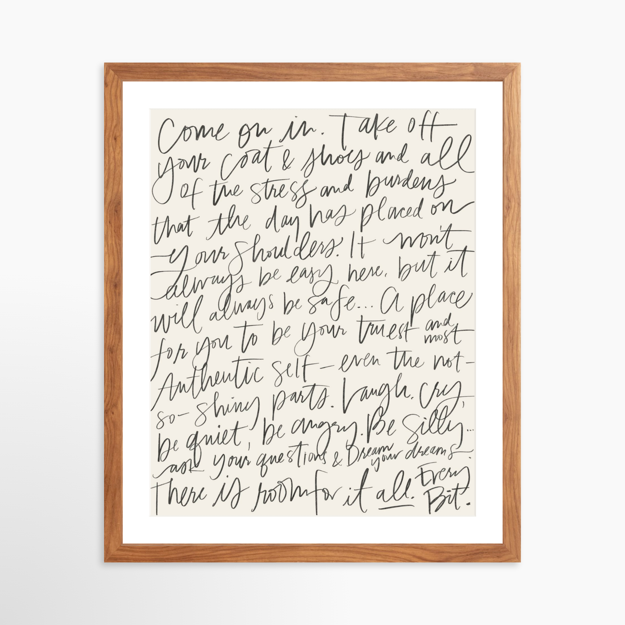 16x20 / Light Walnut Frame + White Mat